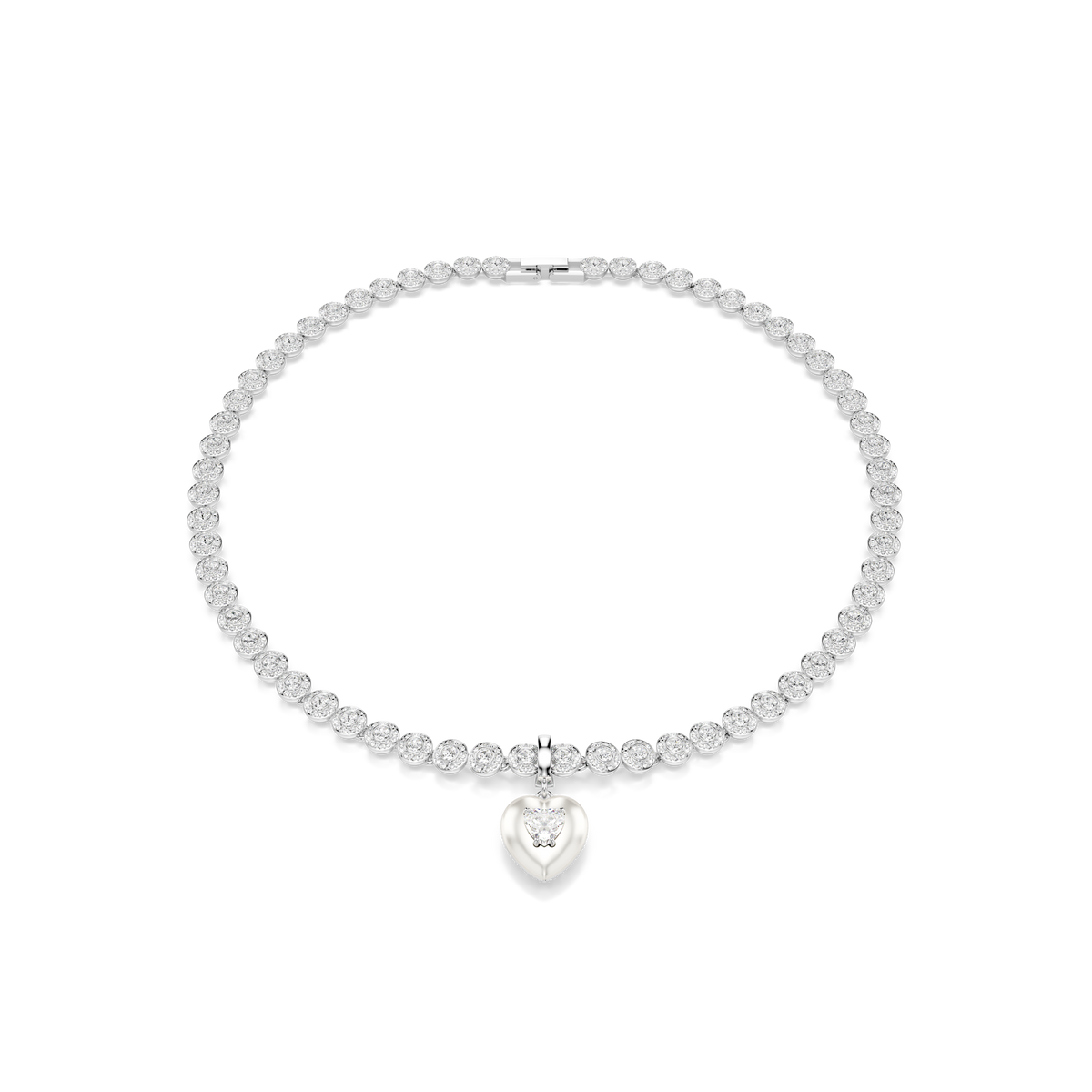 Idyllia Charm, Karışık Kesim, İnci Rengi Kaplama, Kalp, Beyaz, Rodyum Kaplama
