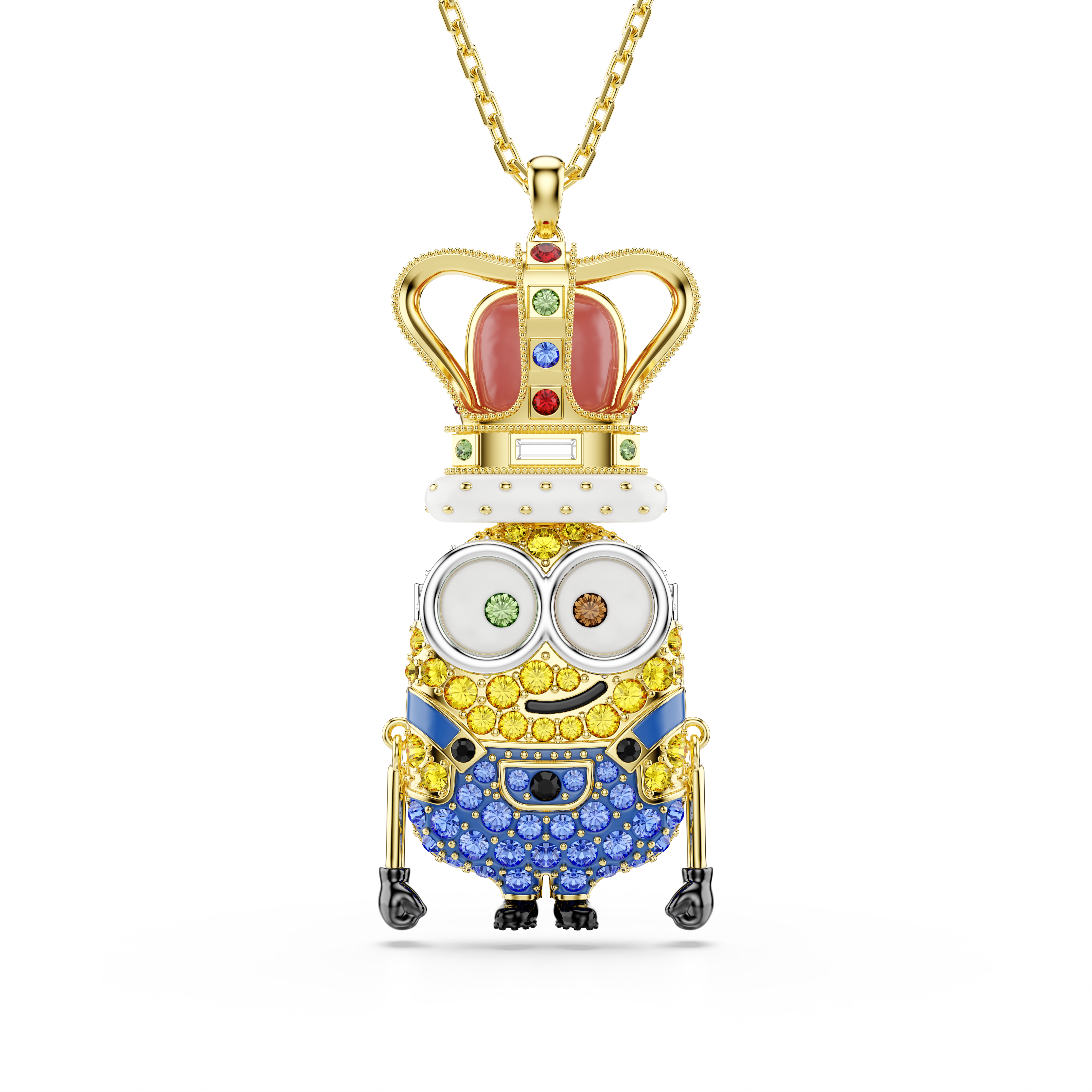 Minions King Bob Zincir Kolye,  Çok Renkli, Sarı Altın Rengi Kaplama