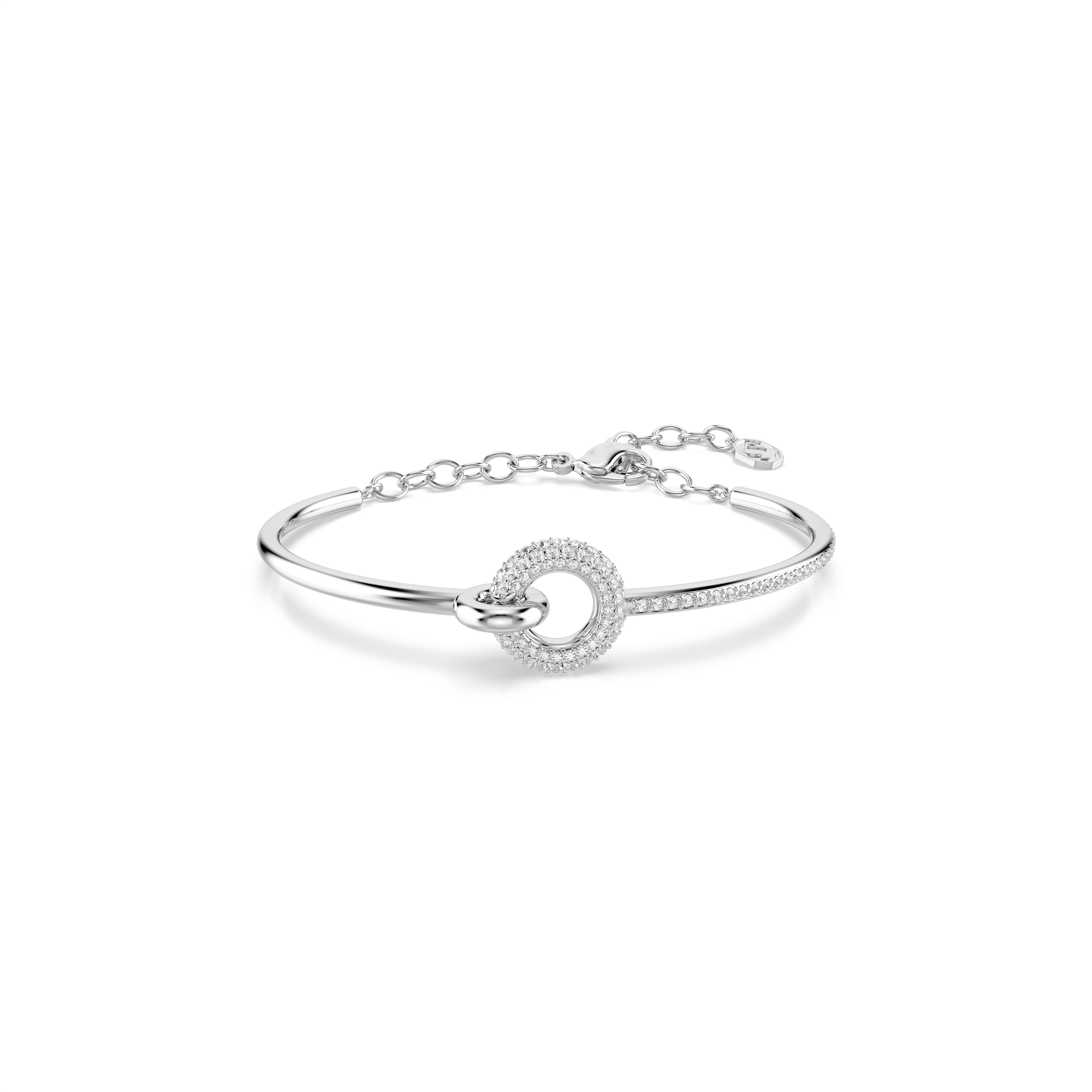 Dextera Bangle Bileklik, Yuvarlak Kesim, Beyaz, Rodyum Kaplama