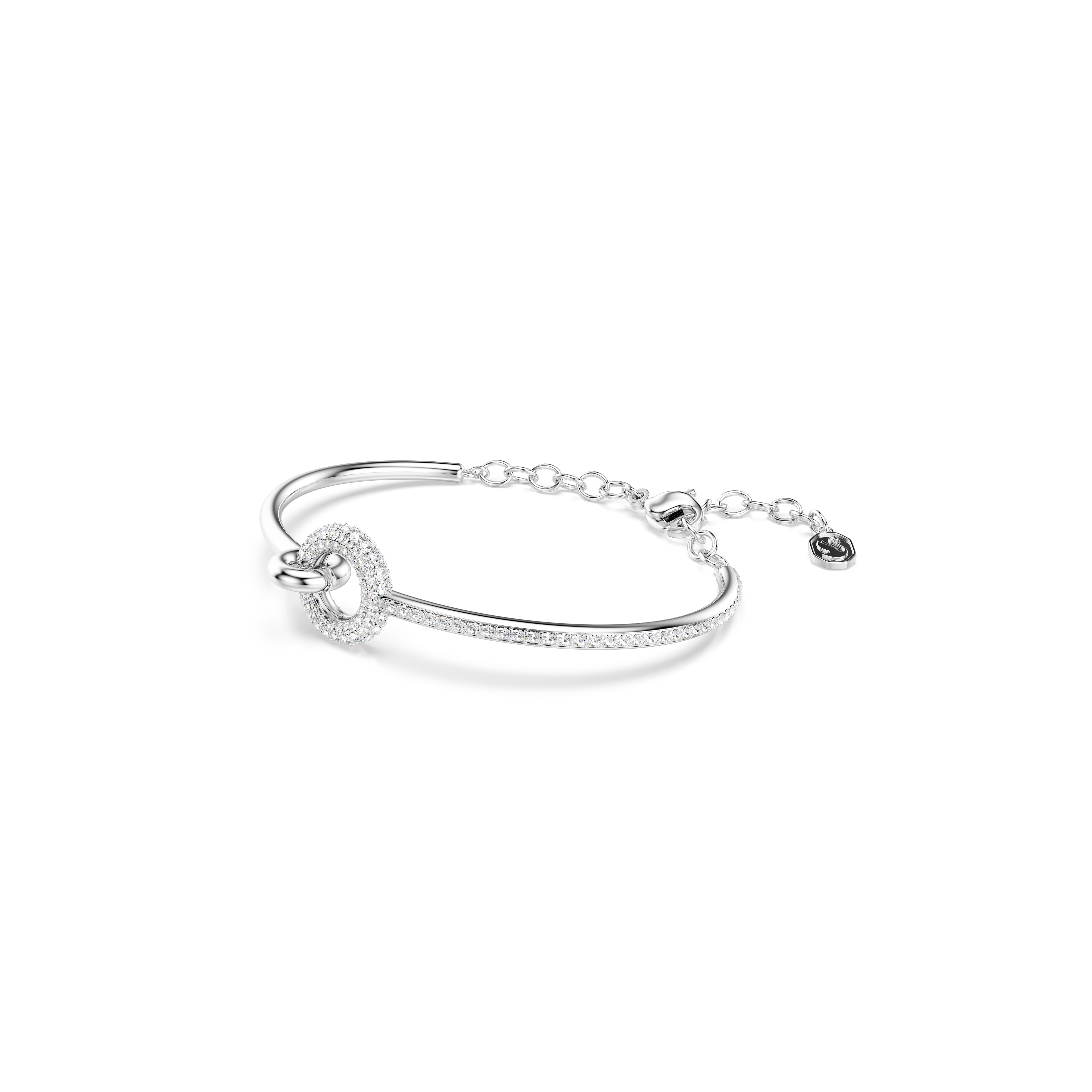 Dextera Bangle Bileklik, Yuvarlak Kesim, Beyaz, Rodyum Kaplama