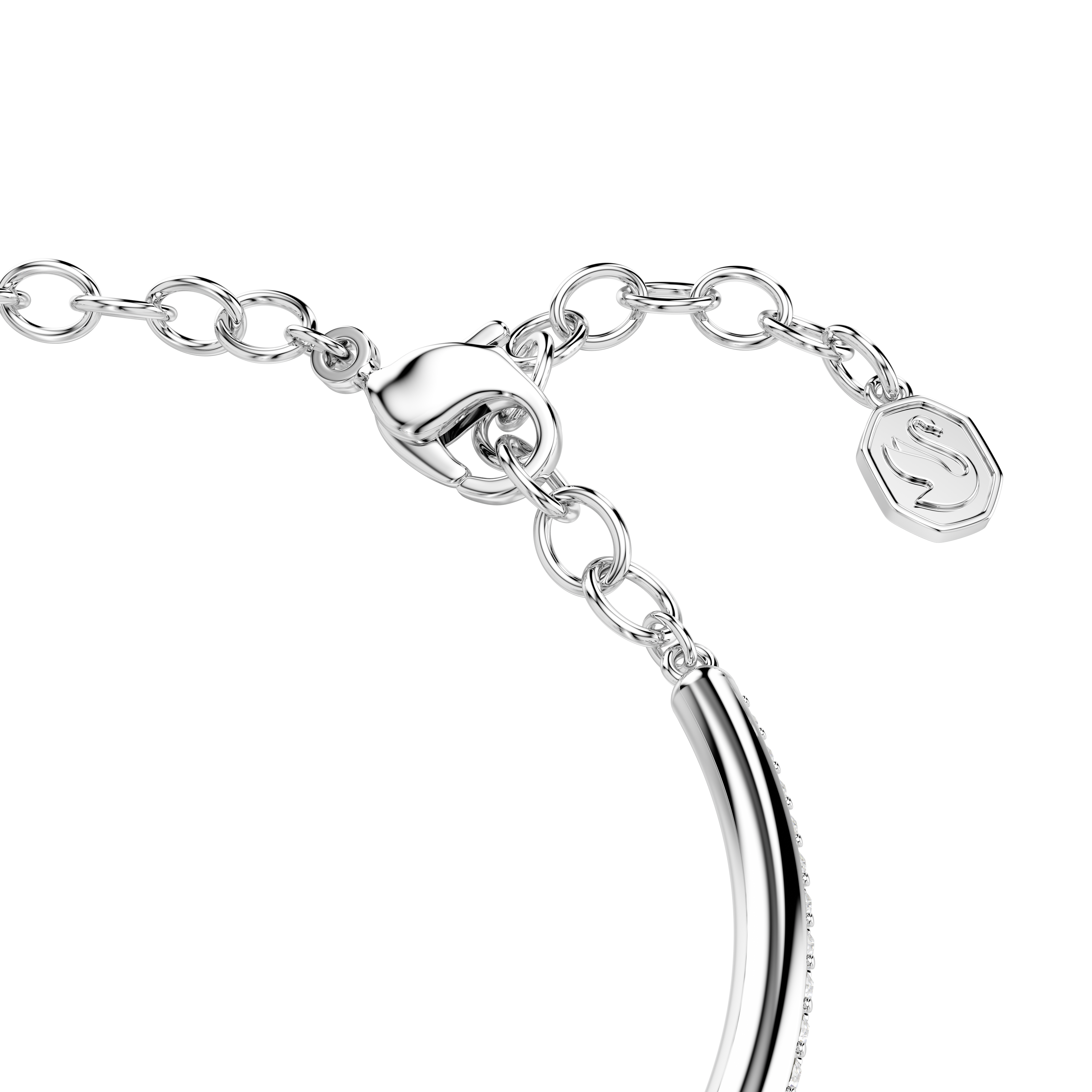 Dextera Bangle Bileklik, Yuvarlak Kesim, Beyaz, Rodyum Kaplama