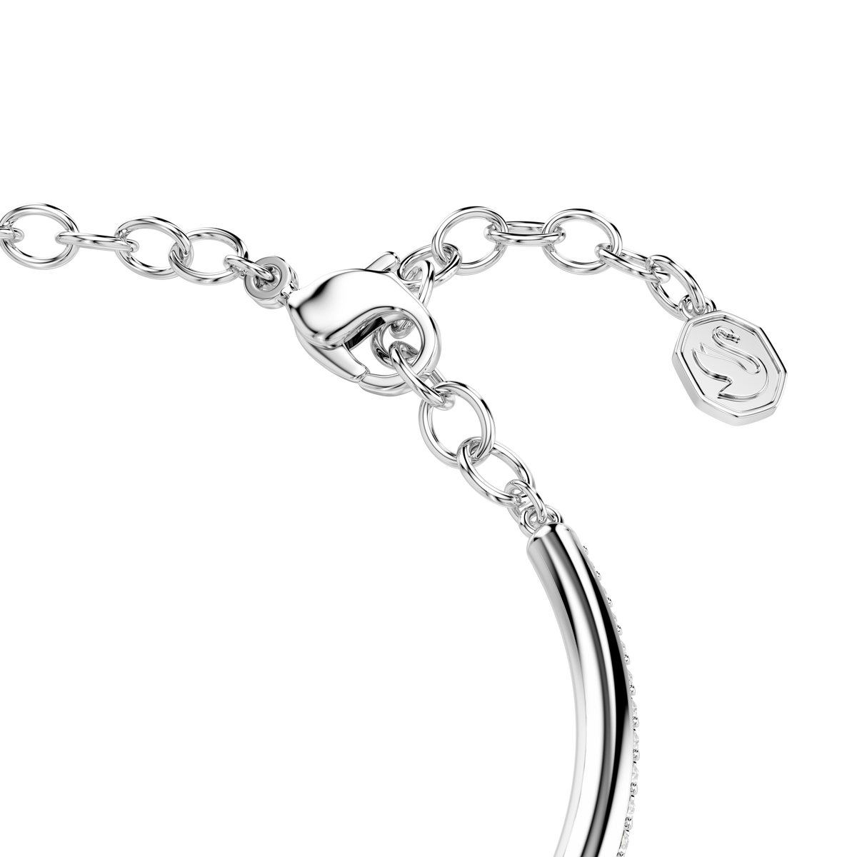 Dextera Bangle Bileklik, Yuvarlak Kesim, Beyaz, Rodyum Kaplama