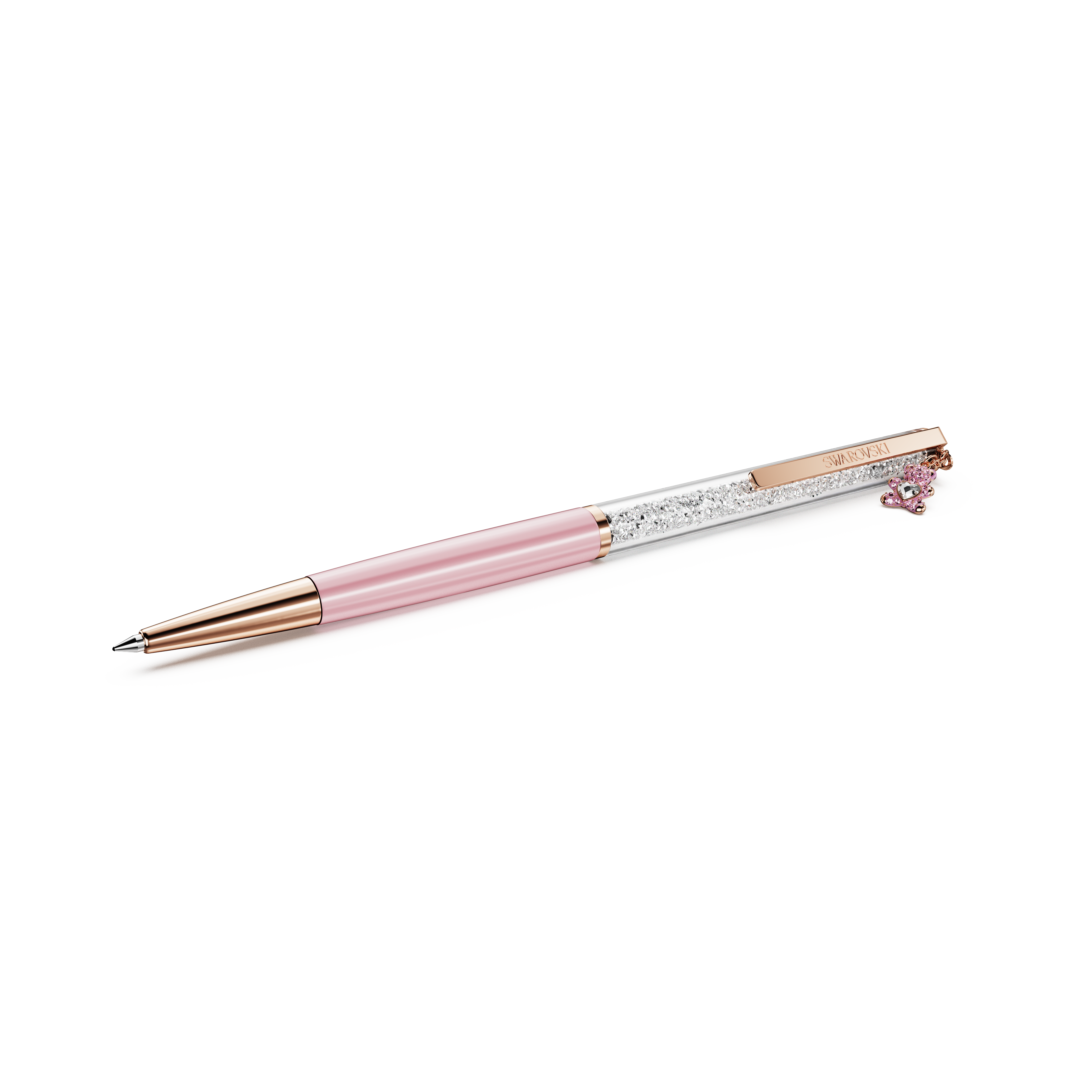 Crystalline Tükenmez Kalem, Ayıcık, Pembe, Pembe Lakeli, Pembe Altın Rengi Kaplama