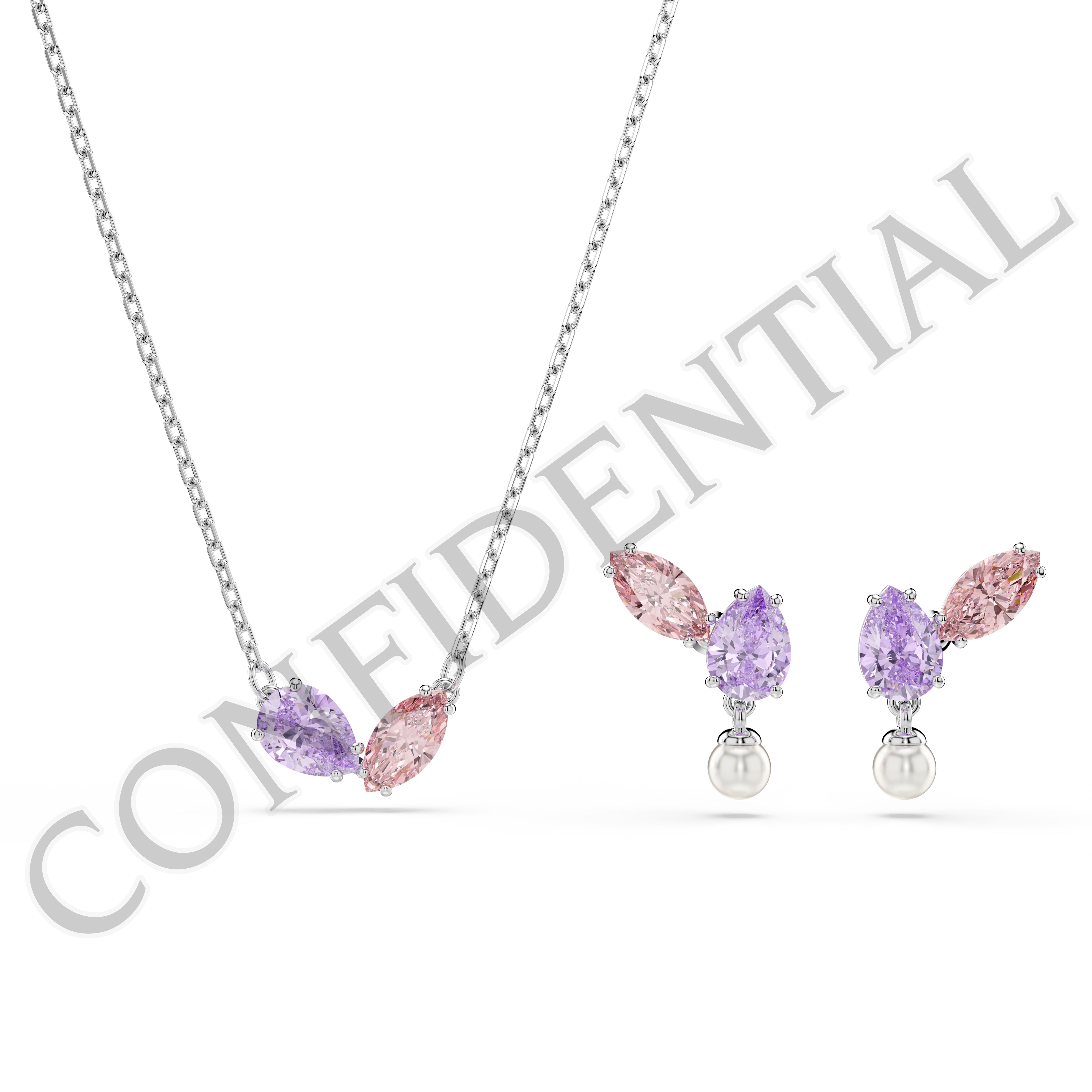 Ariana Grande x Swarovski Set, Karışık Kesim, Çok Renkli, Rodyum Kaplama