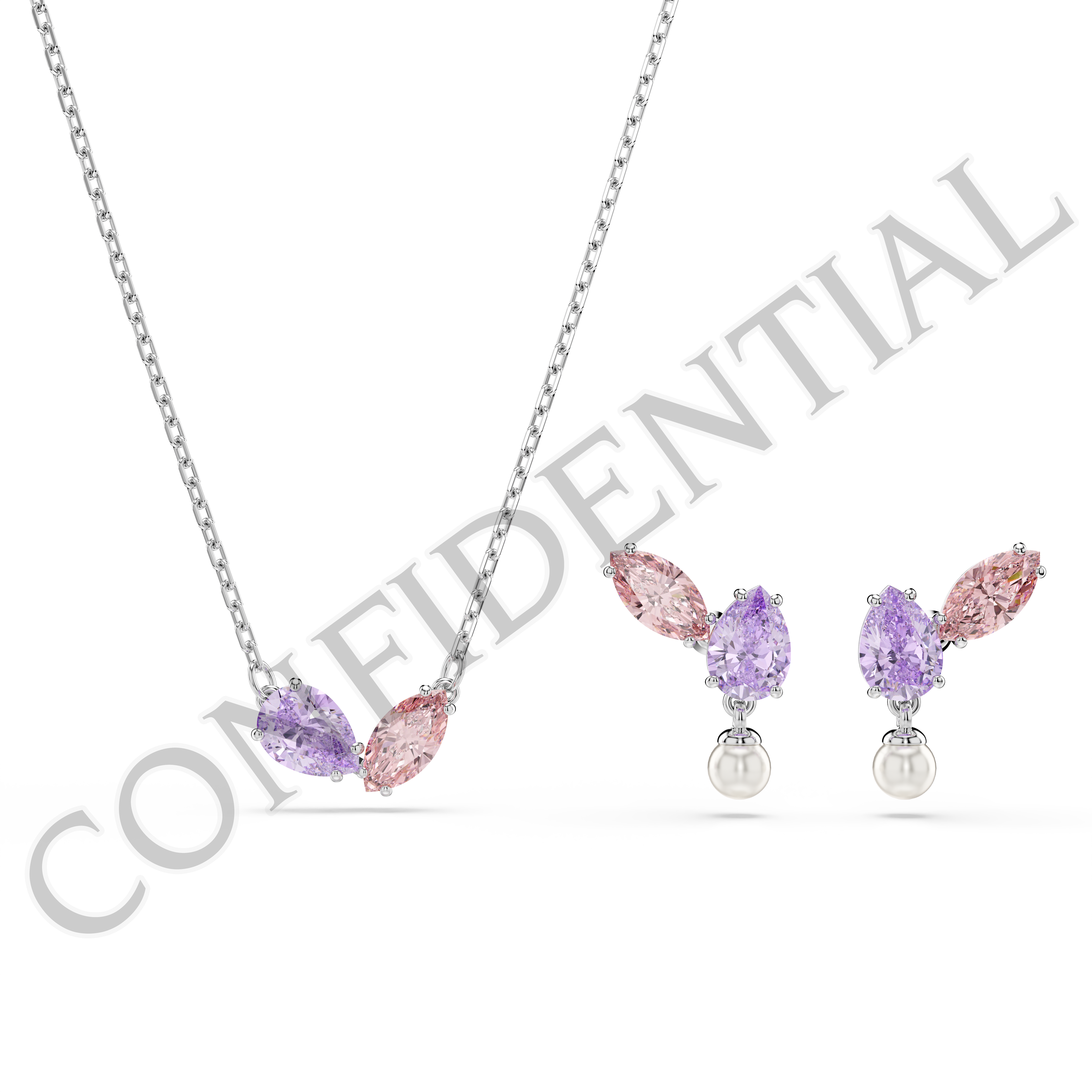 Ariana Grande x Swarovski Set, Karışık Kesim, Çok Renkli, Rodyum Kaplama