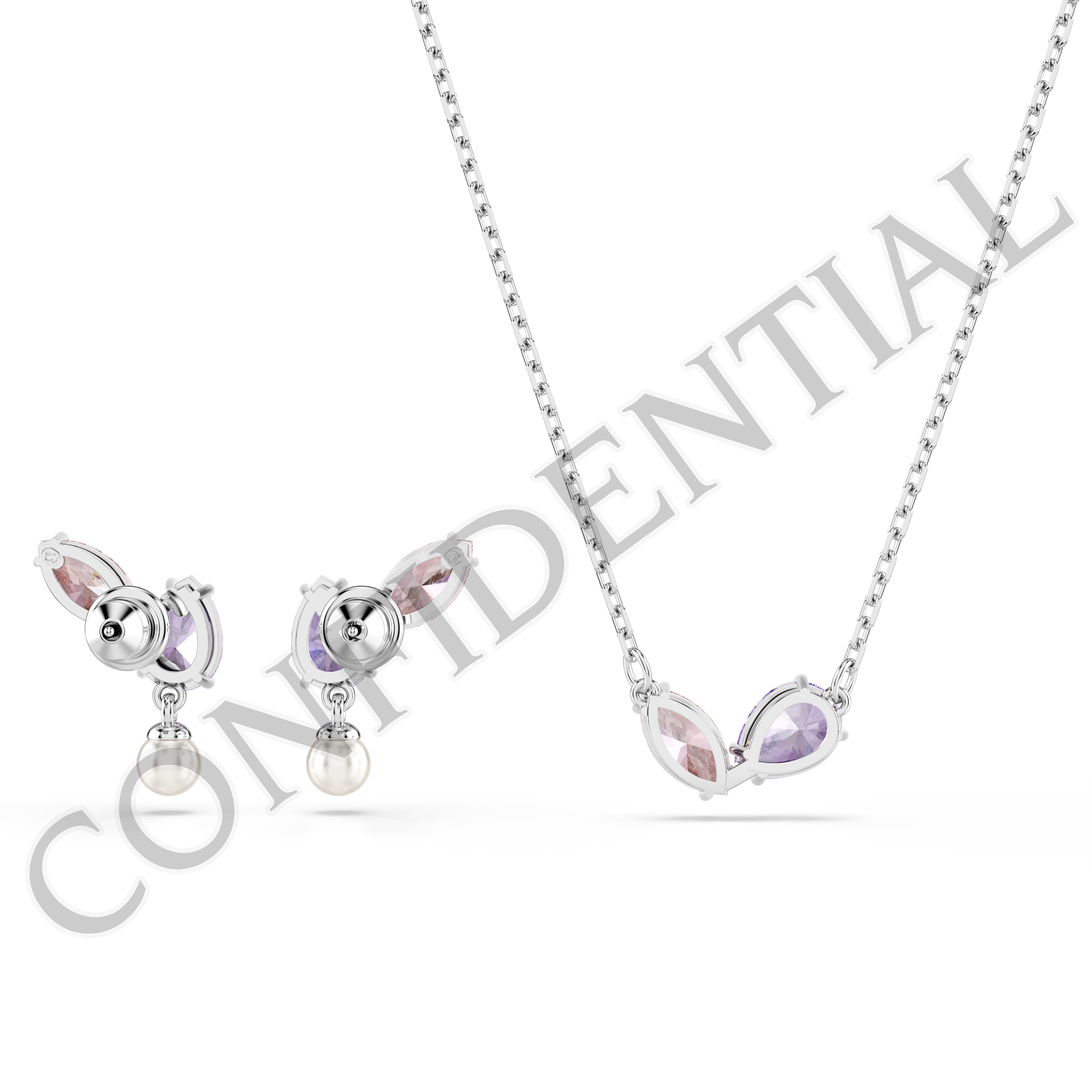 Ariana Grande x Swarovski Set, Karışık Kesim, Çok Renkli, Rodyum Kaplama