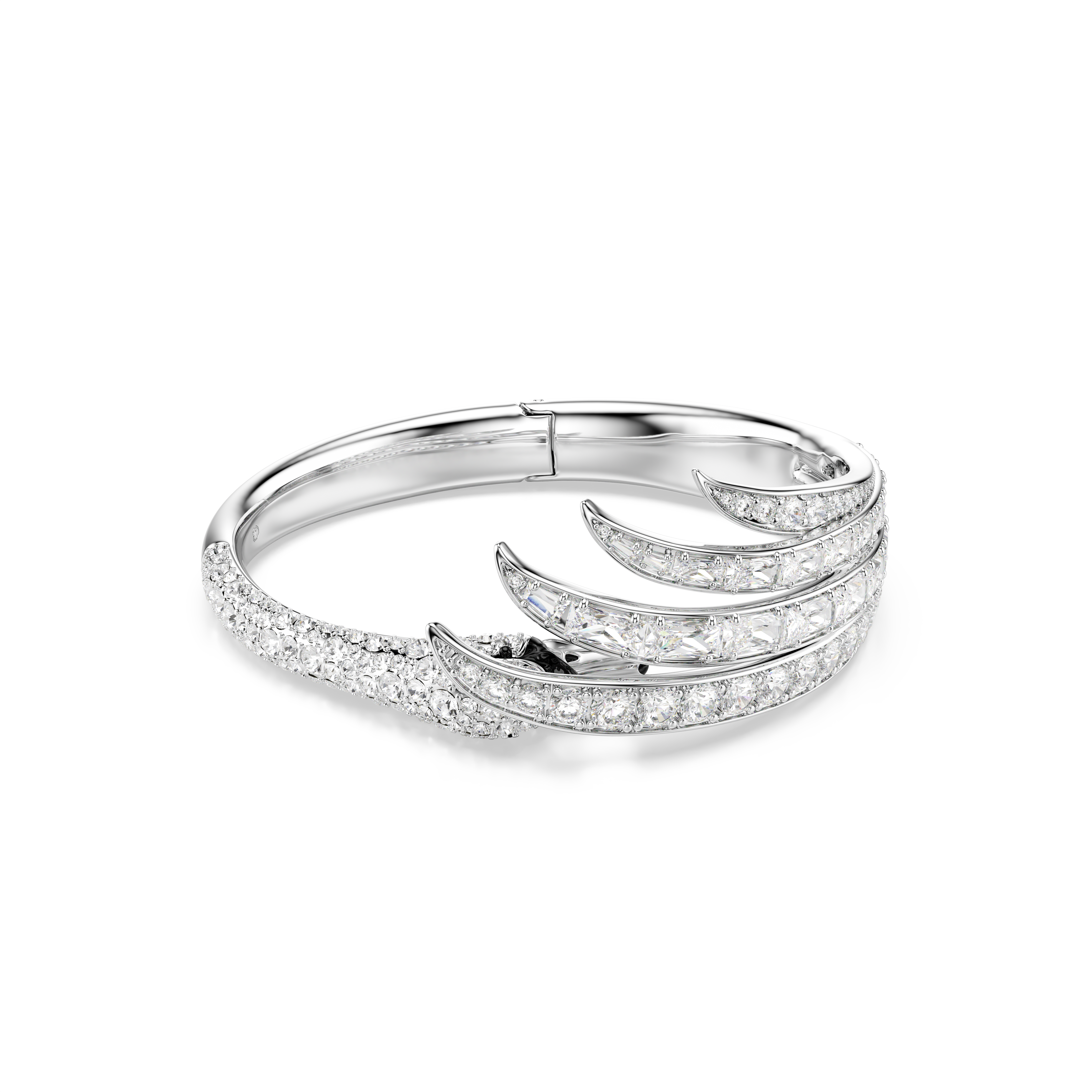 Vienna Bangle Bileklik, Karışık Kesim, Kuğu, Beyaz, Rodyum Kaplama, M