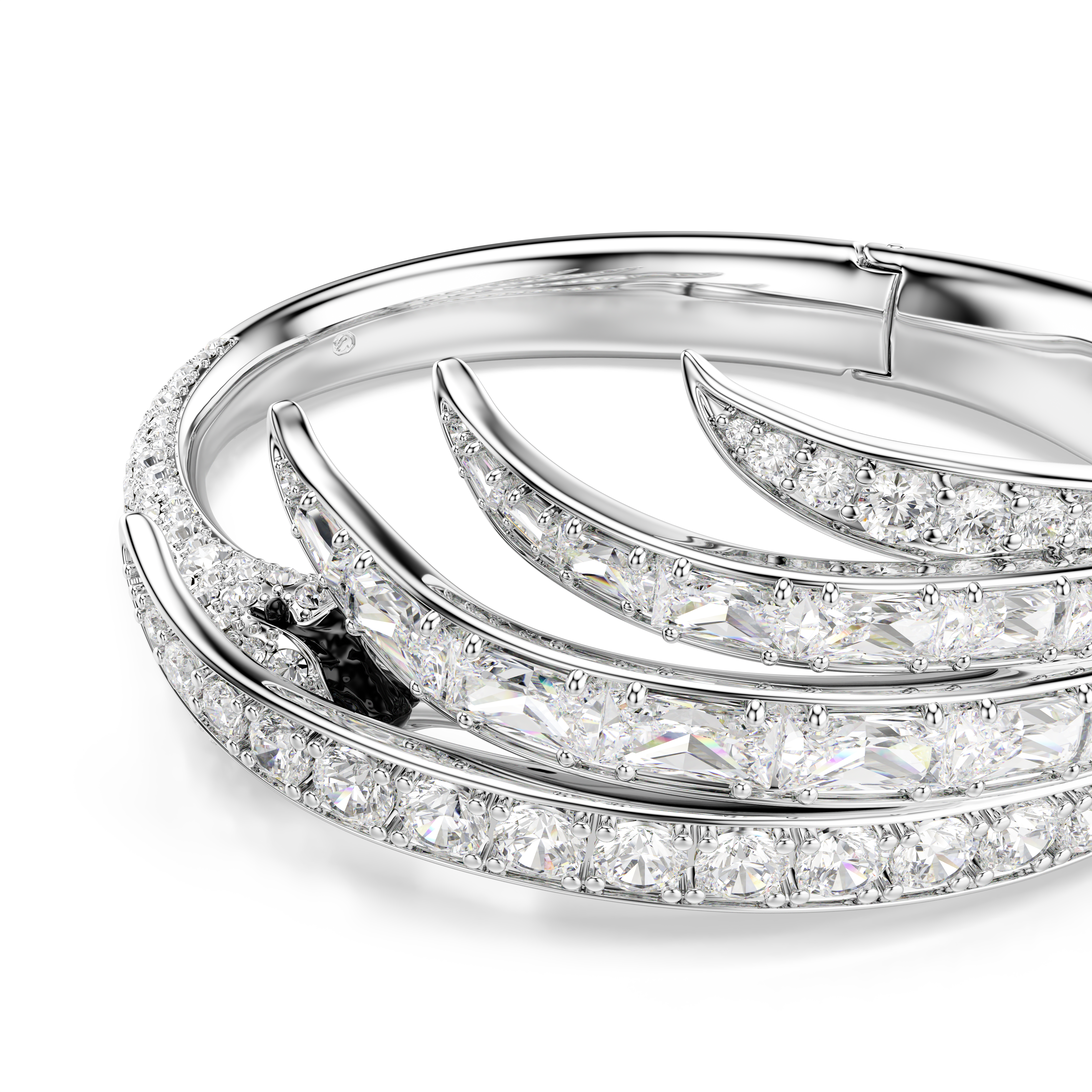 Vienna Bangle Bileklik, Karışık Kesim, Kuğu, Beyaz, Rodyum Kaplama, M