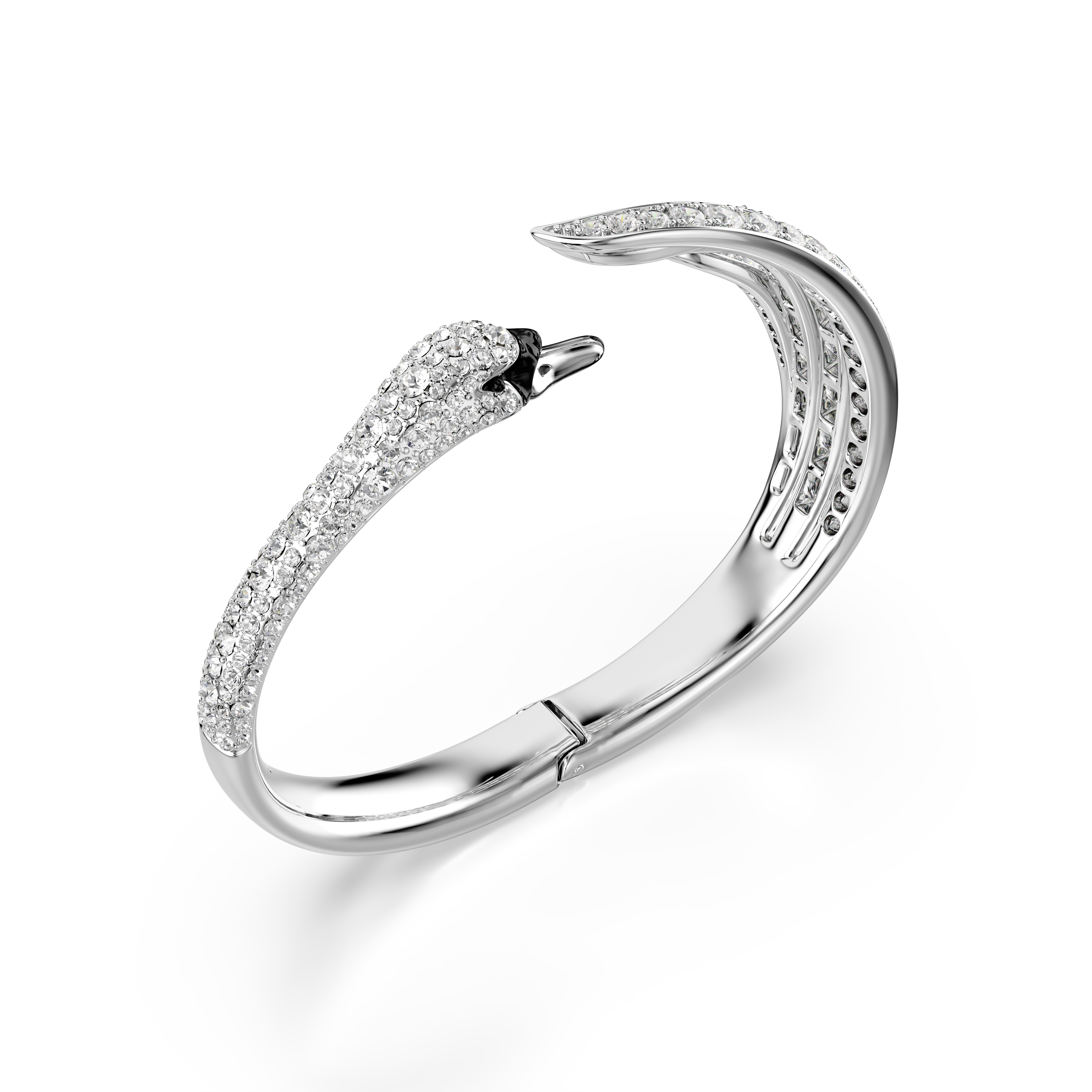 Vienna Bangle Bileklik, Karışık Kesim, Kuğu, Beyaz, Rodyum Kaplama, M