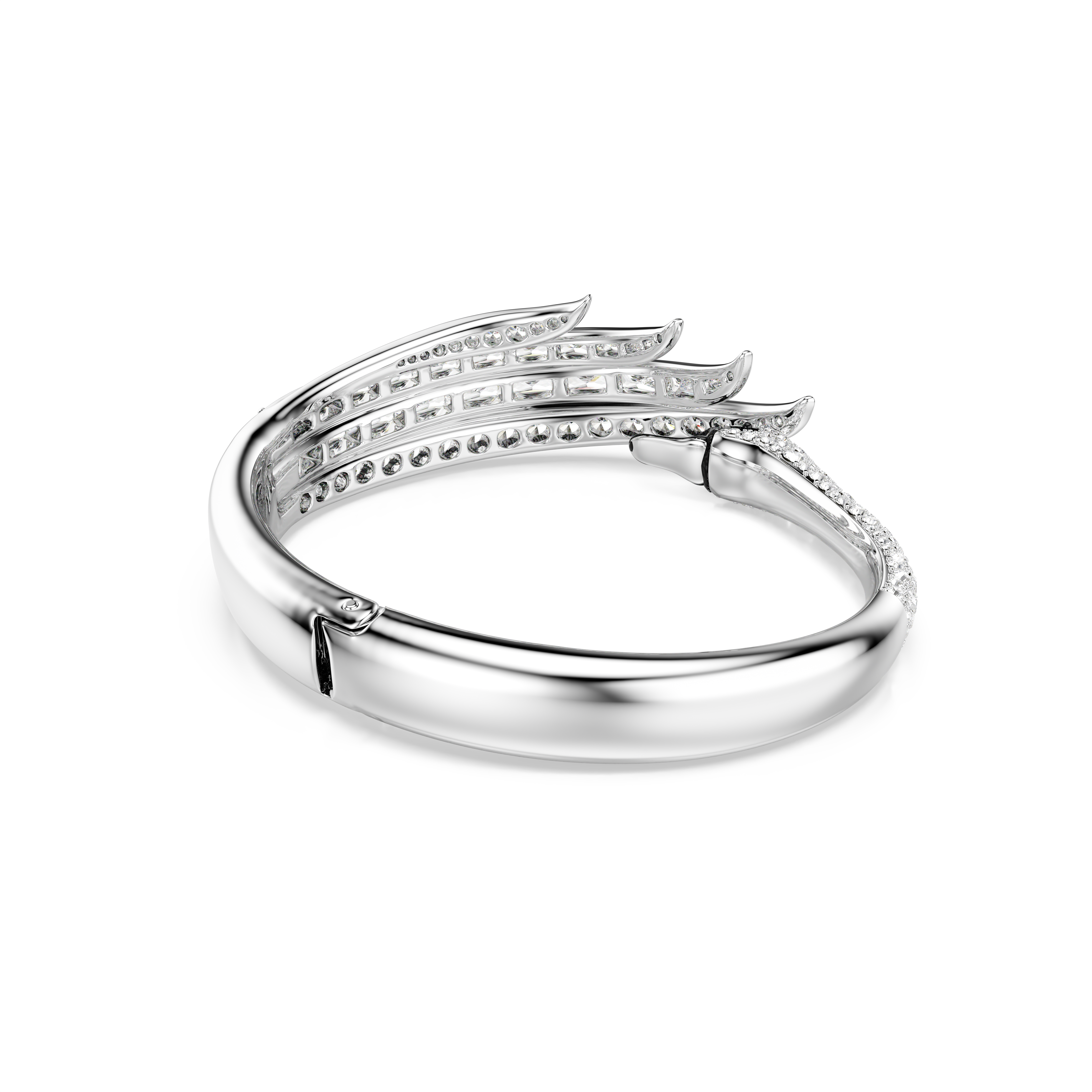 Vienna Bangle Bileklik, Karışık Kesim, Kuğu, Beyaz, Rodyum Kaplama, M