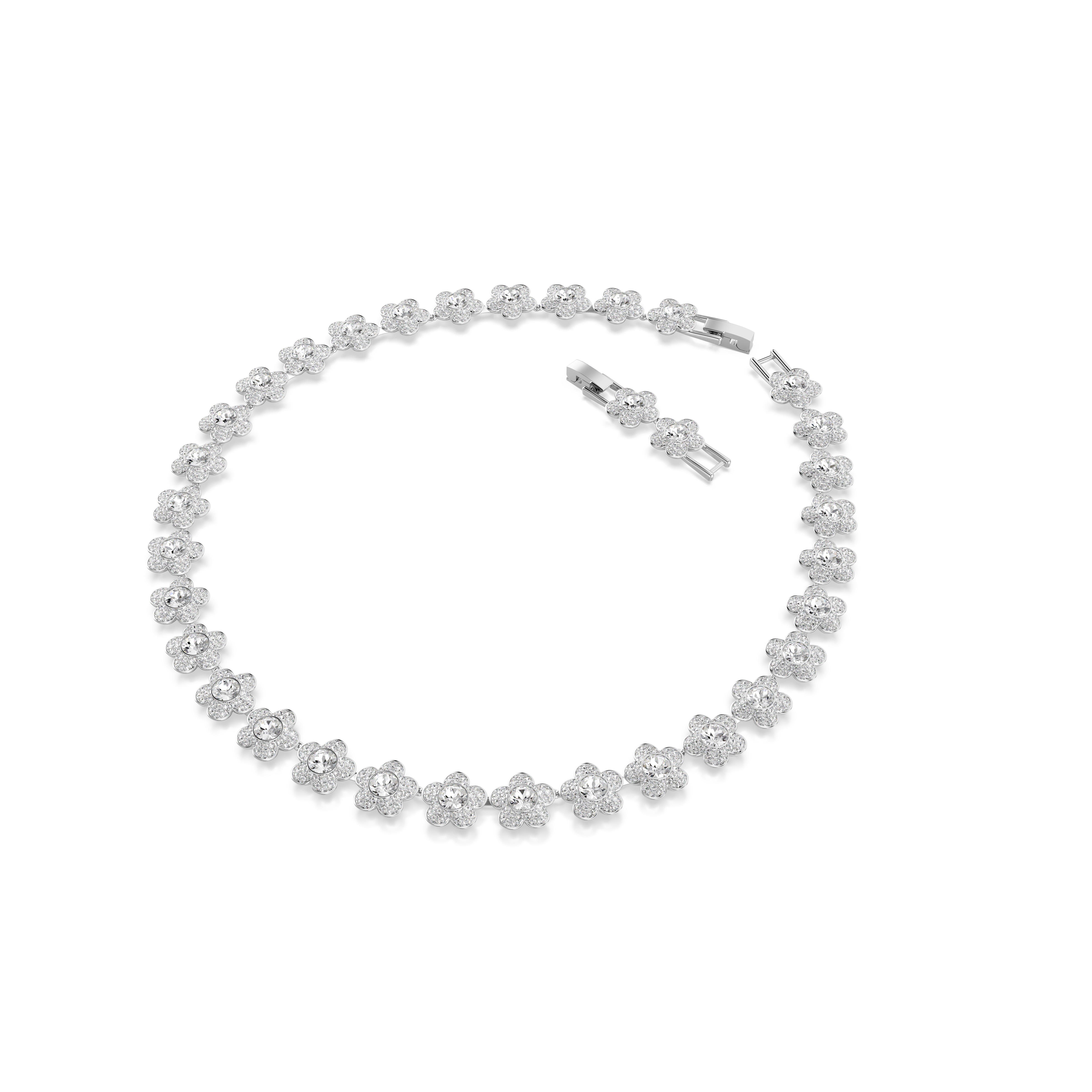 Ariana Grande x Swarovski Kolye, Yuvarlak Kesim, Çiçek, Beyaz, Rodyum Kaplama