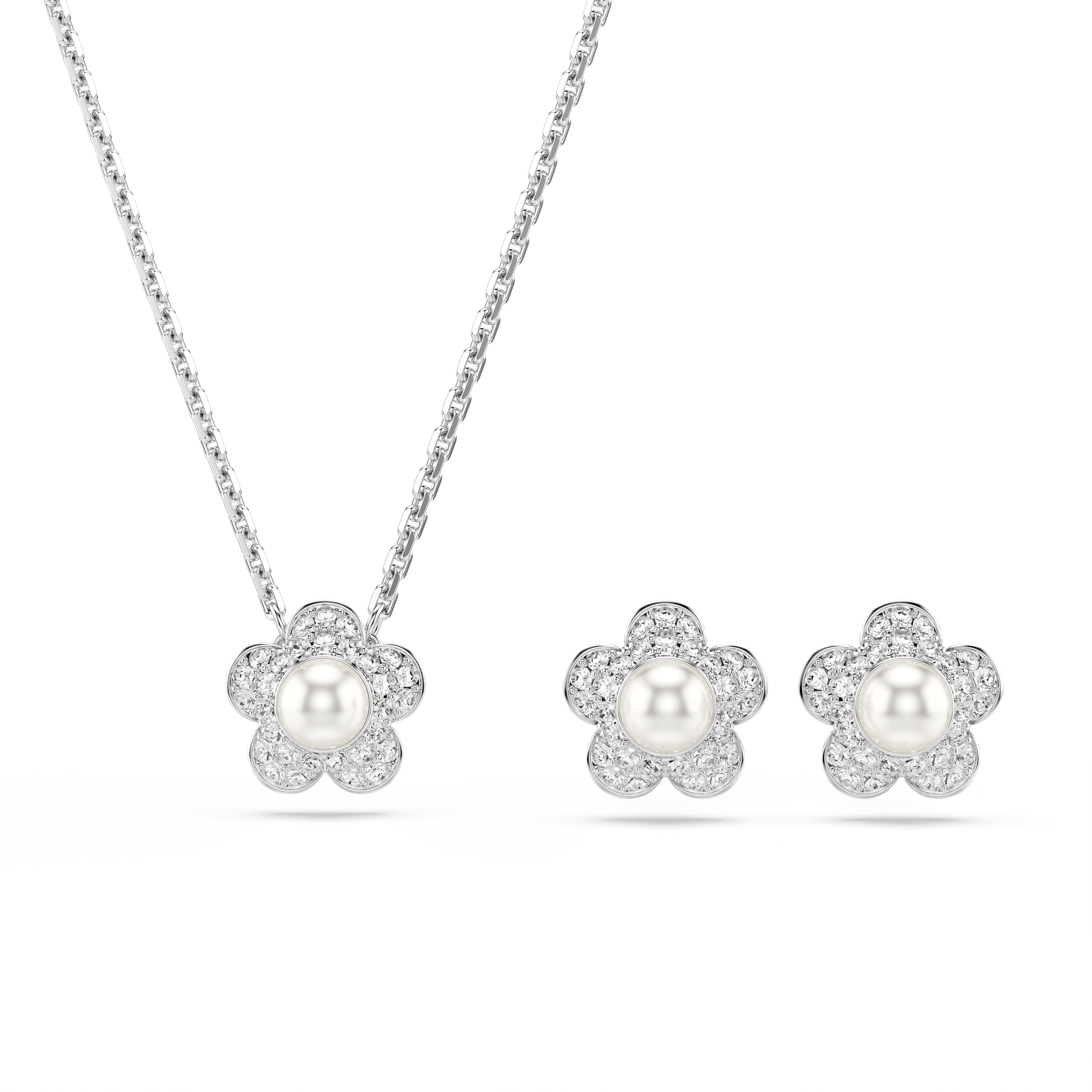 Ariana Grande x Swarovski Set, Kristal İnci, Yuvarlak Kesim, Çiçek, Beyaz, Rodyum Kaplama