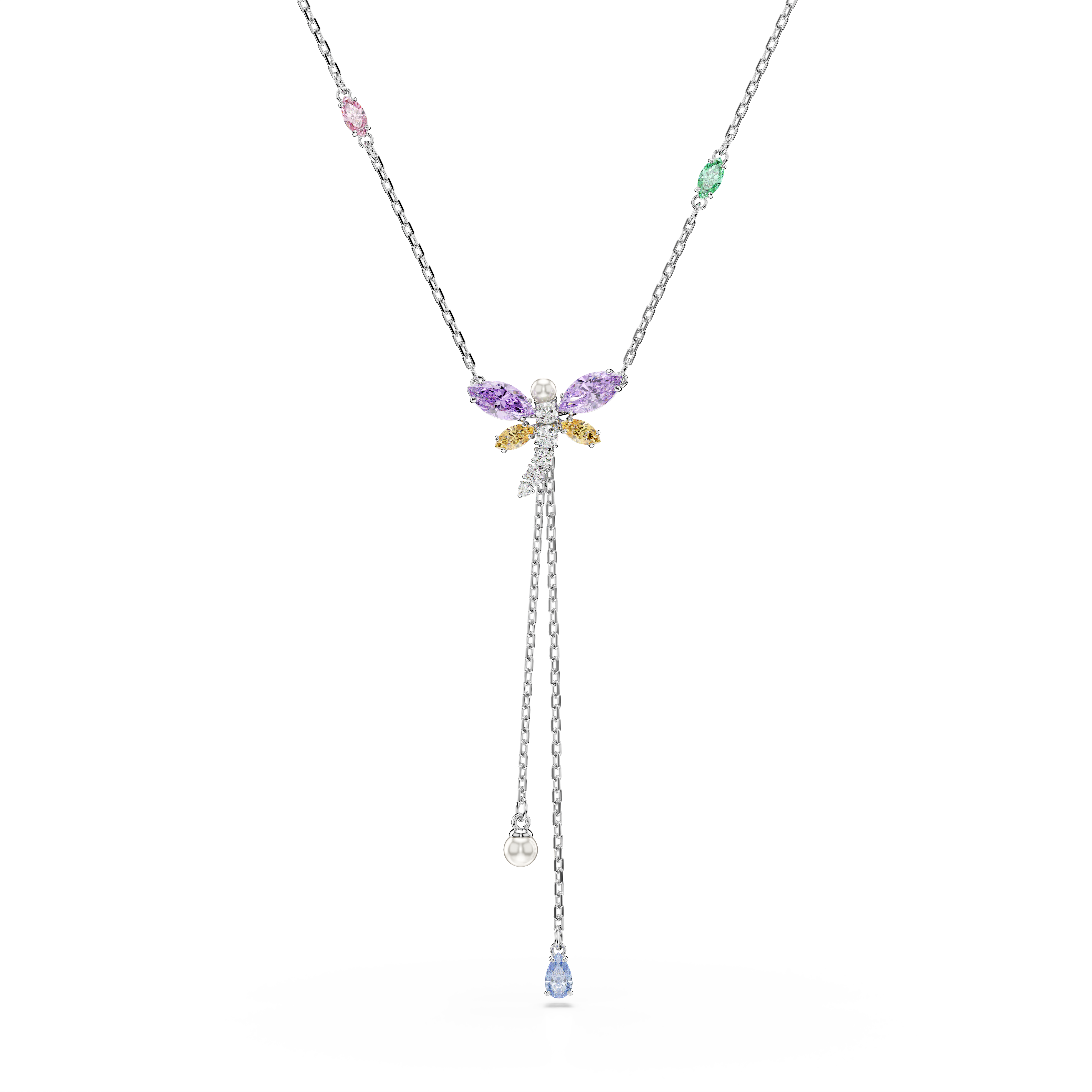 Ariana Grande x Swarovski Y Zincir Kolye, Karışık Kesim, Yusufçuk, Çok Renkli, Rodyum Kaplama