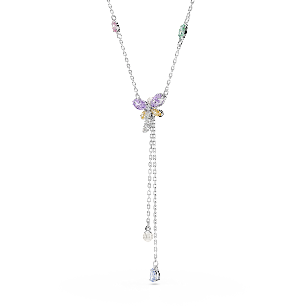 Ariana Grande x Swarovski Y Zincir Kolye, Karışık Kesim, Yusufçuk, Çok Renkli, Rodyum Kaplama