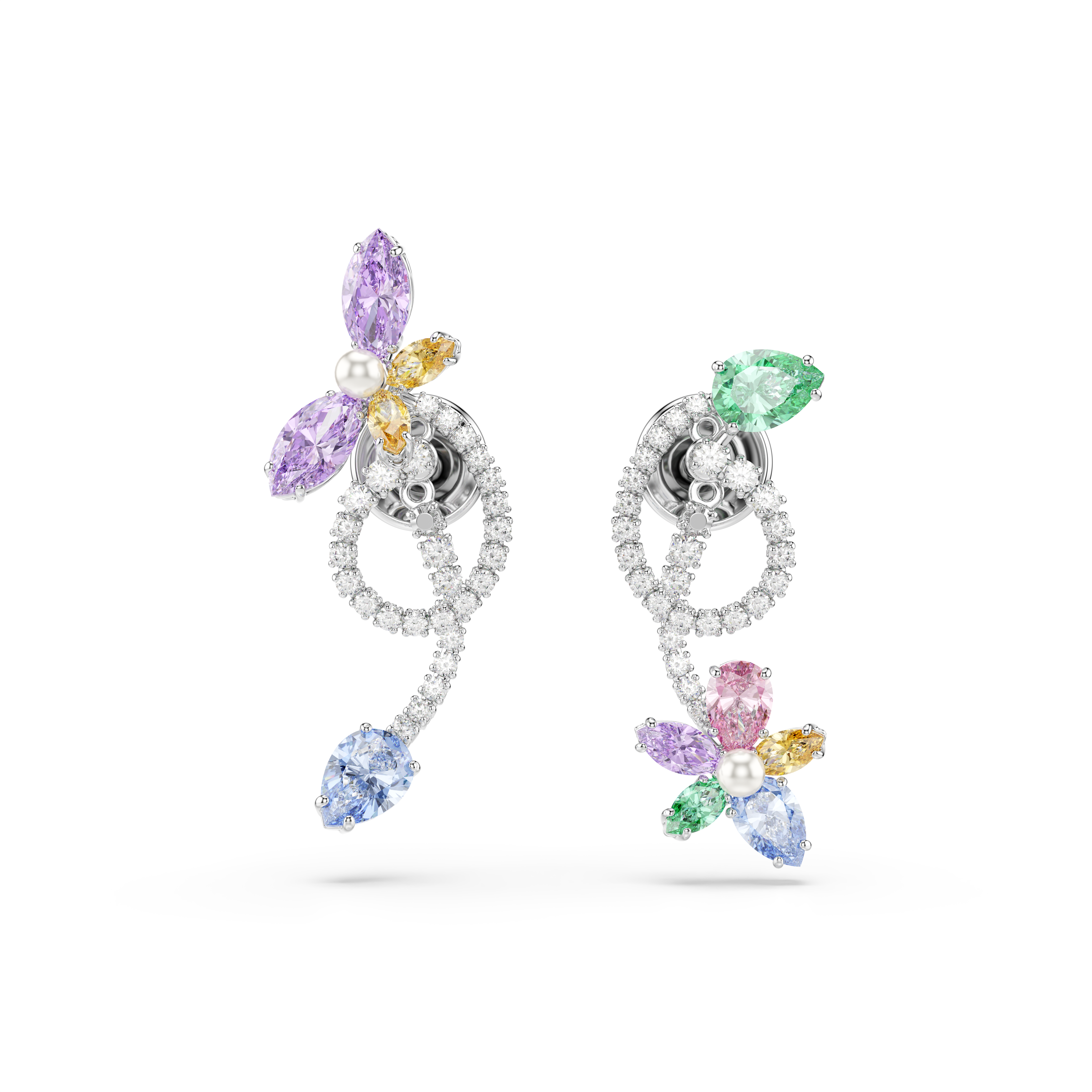 Ariana Grande x Swarovski Kulak Gömlekli Damla Küpe, Karışık Kesim, Yusufçuk, Çiçek, Çok Renkli, Rodyum Kaplama