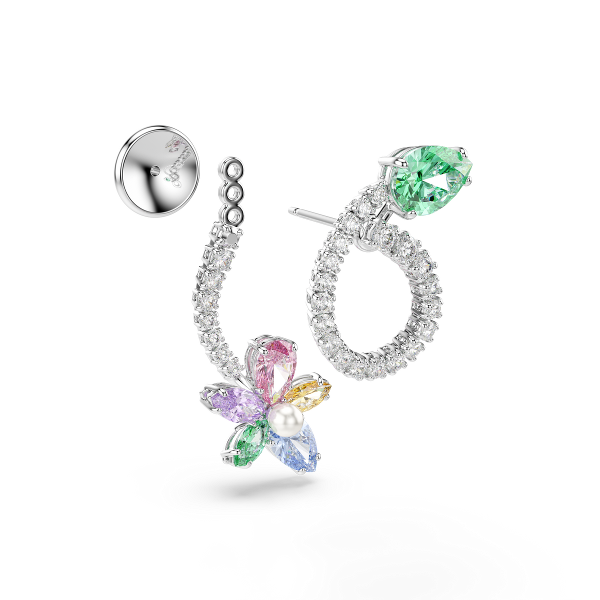 Ariana Grande x Swarovski Kulak Gömlekli Damla Küpe, Karışık Kesim, Yusufçuk, Çiçek, Çok Renkli, Rodyum Kaplama