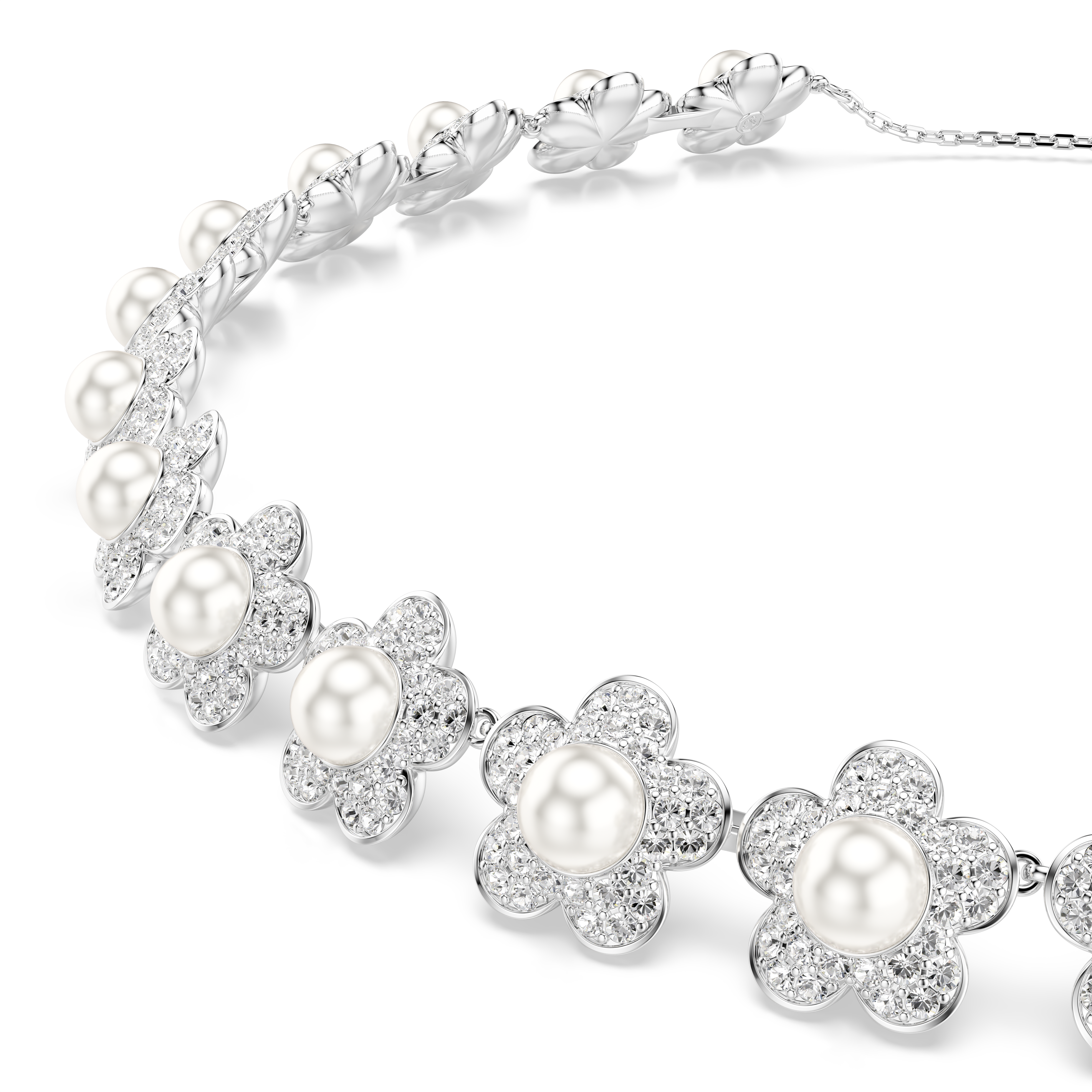 Ariana Grande x Swarovski Gerdanlık, Kristal İnci, Yuvarlak Kesim, Beyaz, Rodyum Kaplama