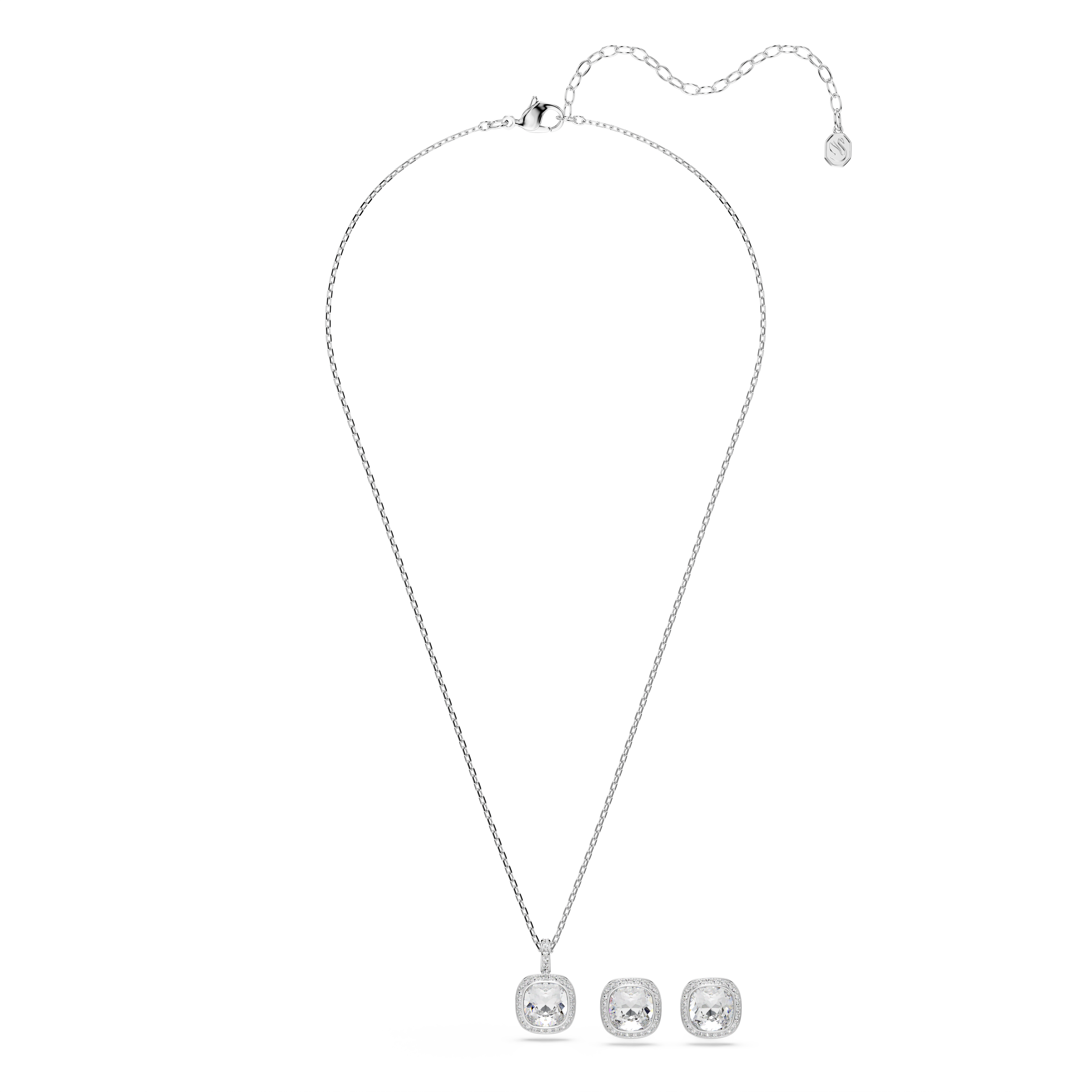 Una Angelic Set, Yastık Kesim, Beyaz, Rodyum Kaplama