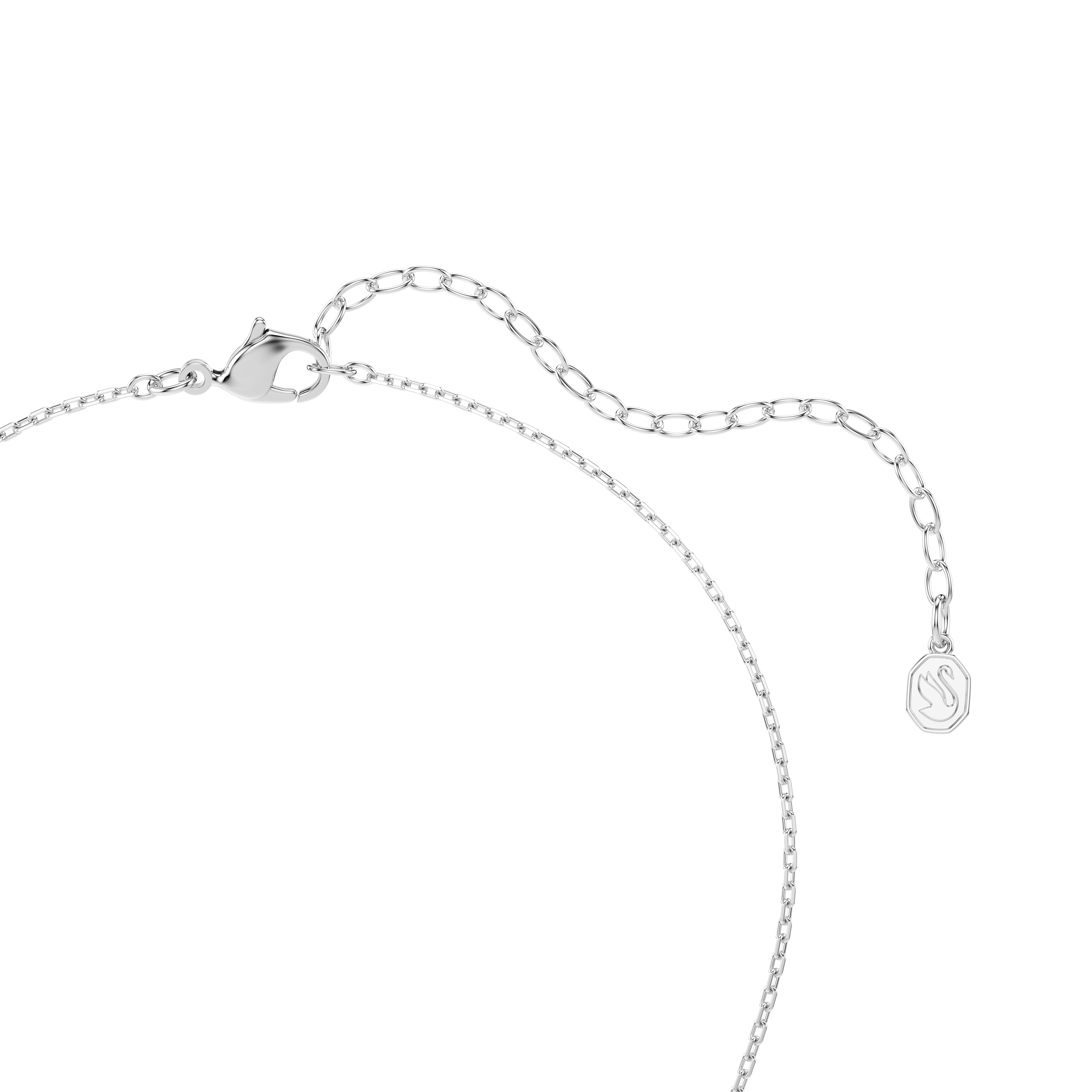 Swan Zincir Kolye, Karışık Kesim, Kuğu, Beyaz, Rodyum Kaplama