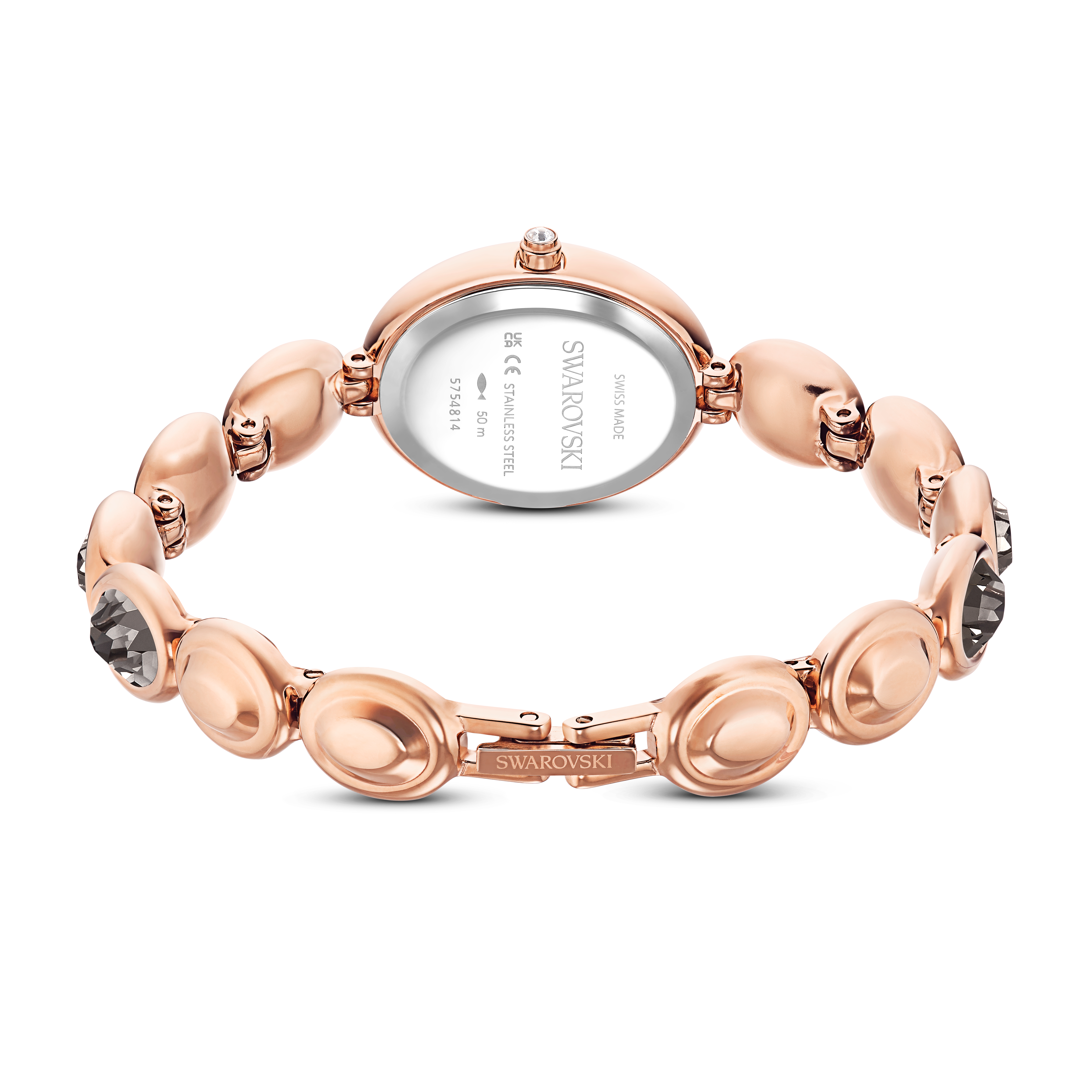 Imber Oval Saat, İsviçre Üretimi, Metal Bileklik, Siyah, Pembe Altın Rengi Yüzey