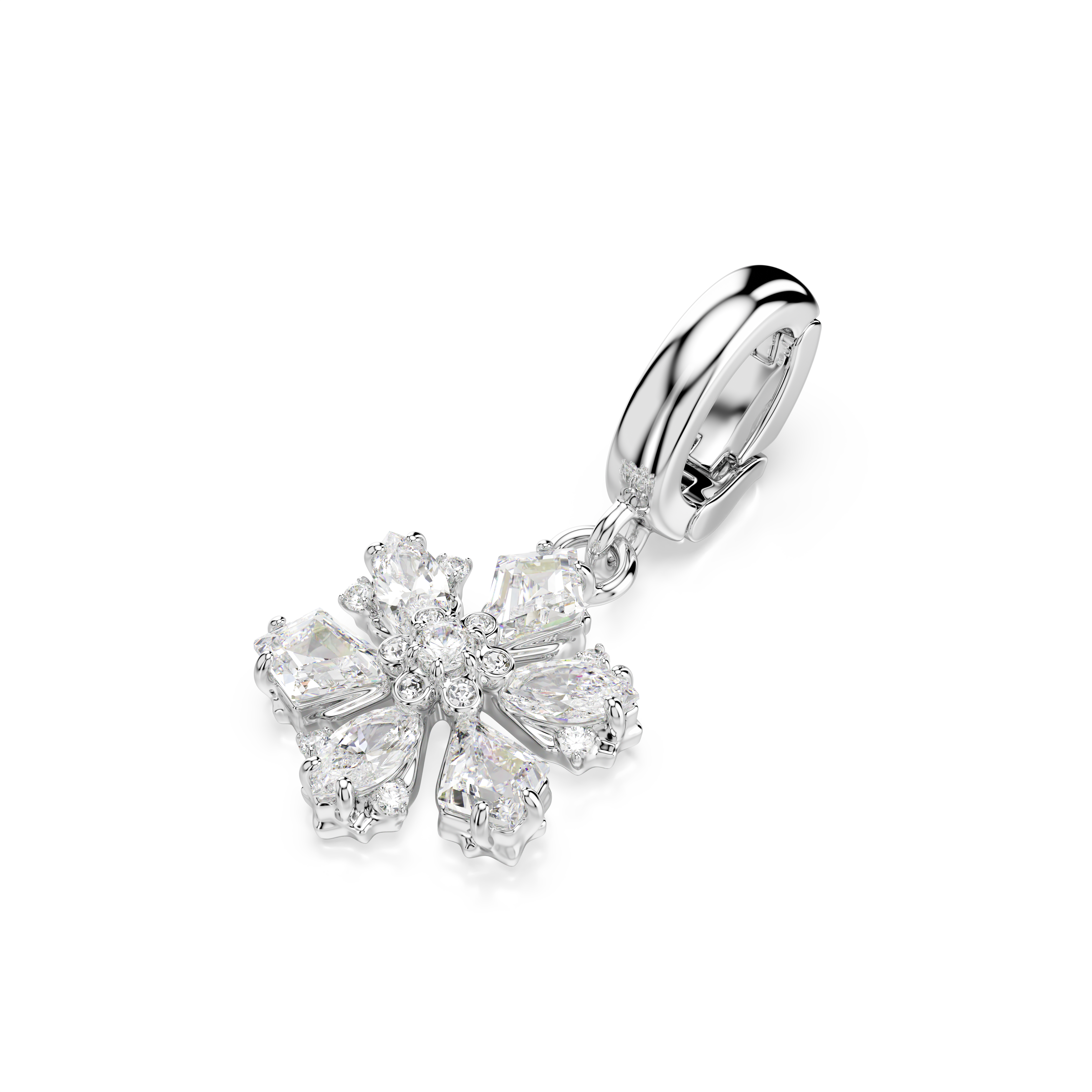 Idyllia Charm, Karışık Kesim, Kar Tanesi, Beyaz, Rodyum Kaplama