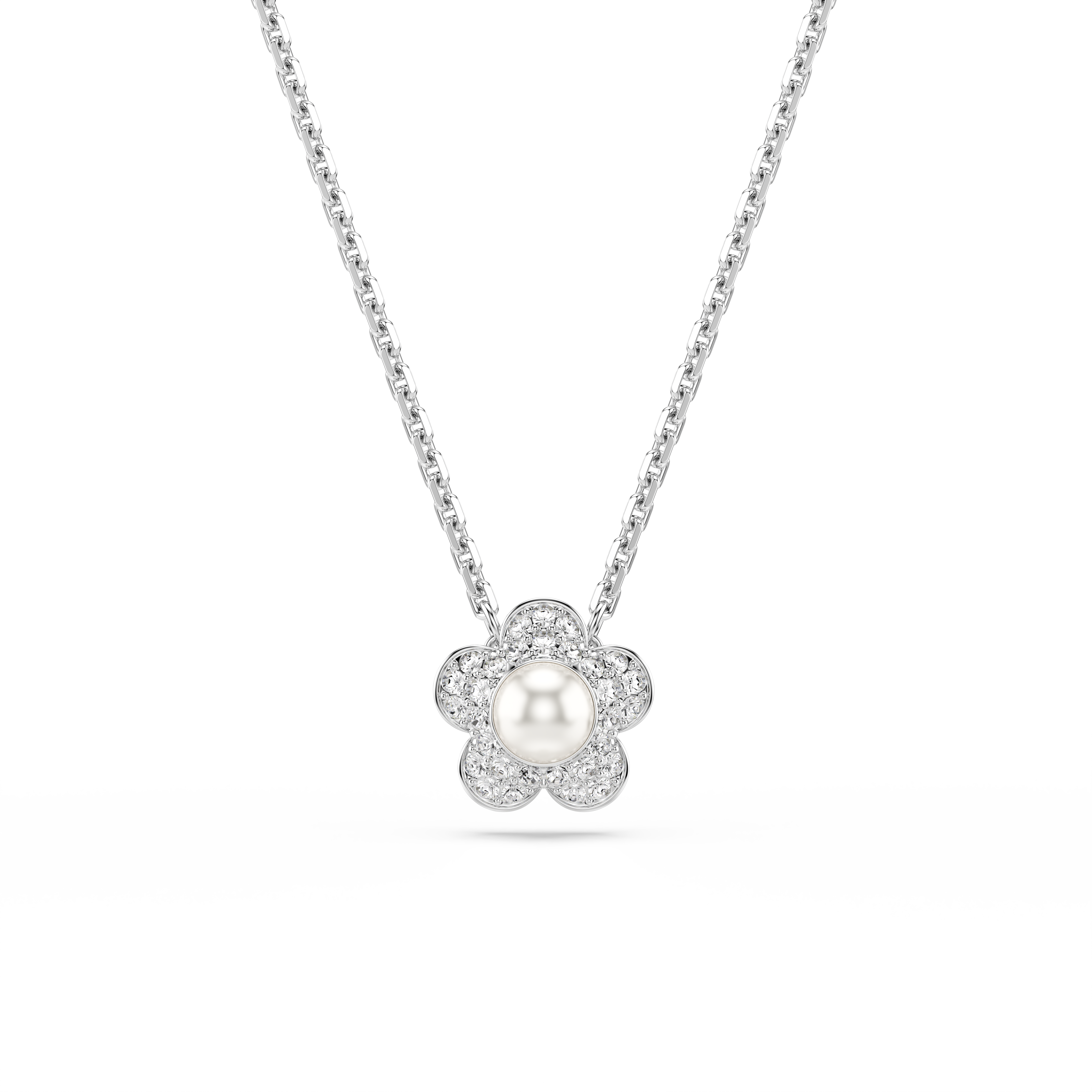 Ariana Grande x Swarovski Zincir Kolye, Kristal İnci, Yuvarlak Kesim, Çiçek, Beyaz, Rodyum Kaplama