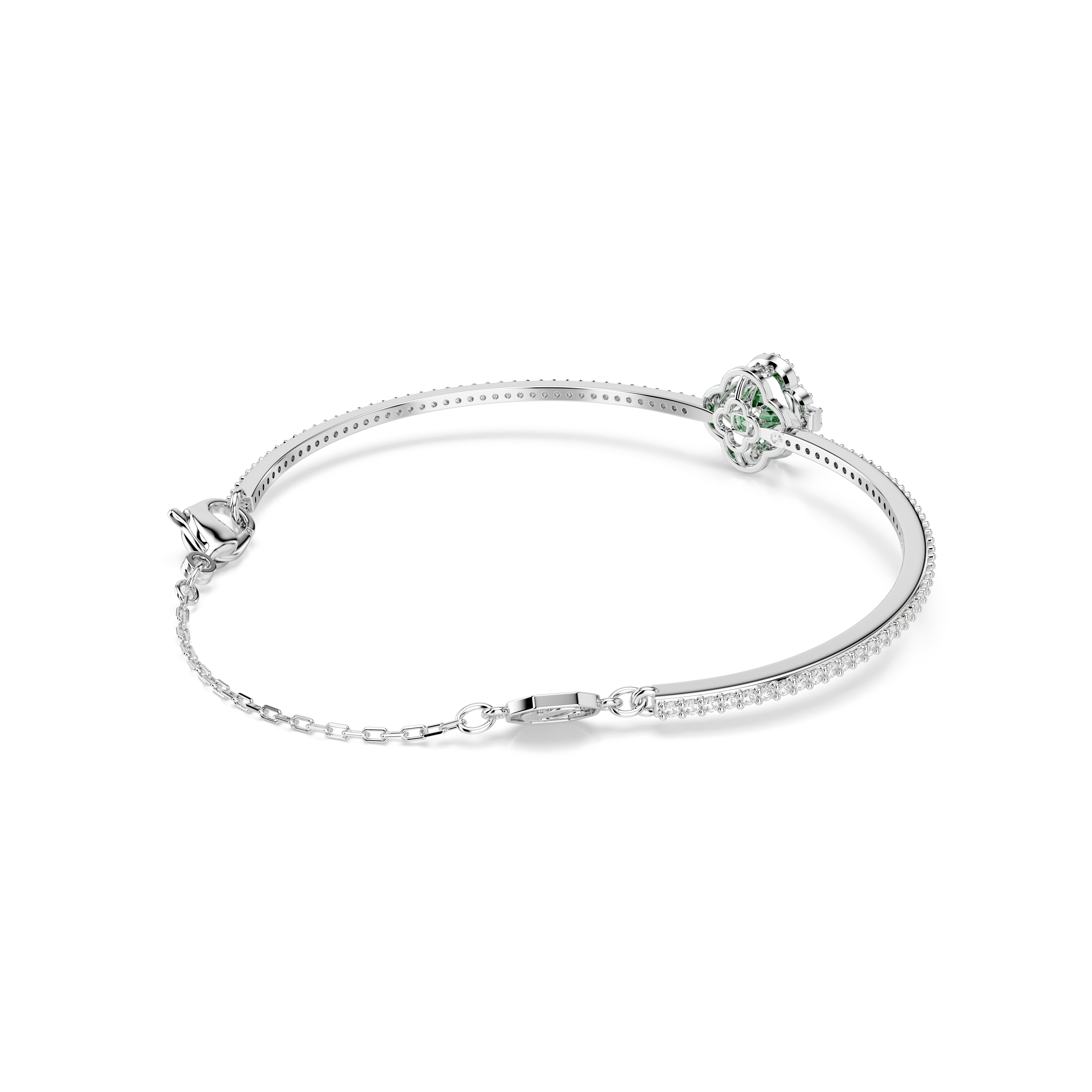 Una Angelic Bangle Bileklik, Karışık Kesim, Yeşil, Rodyum Kaplama, M