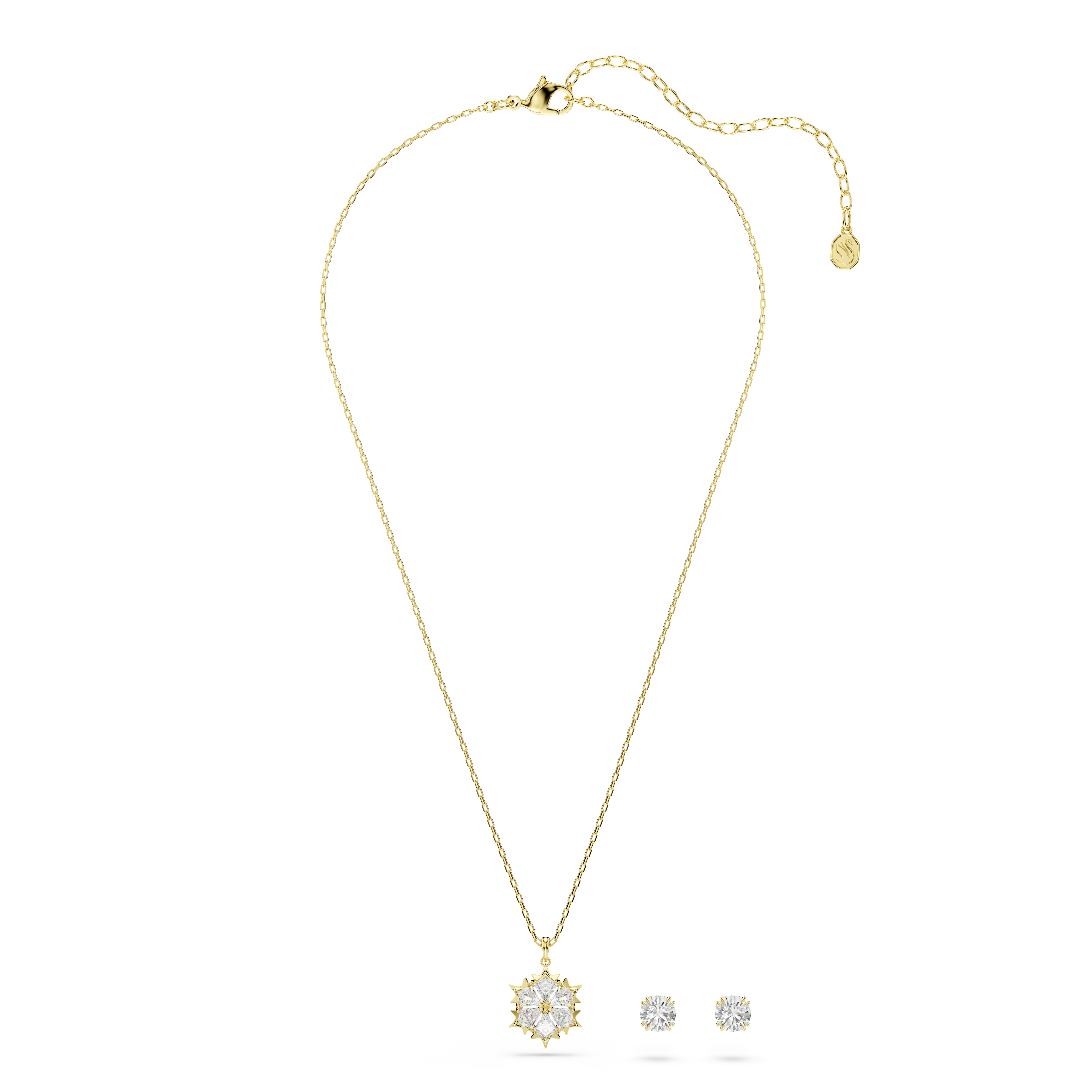 Magic Set, Set (2), Karışık Kesim, Kar Tanesi, Beyaz, 18K Altın Rengi Yüzey