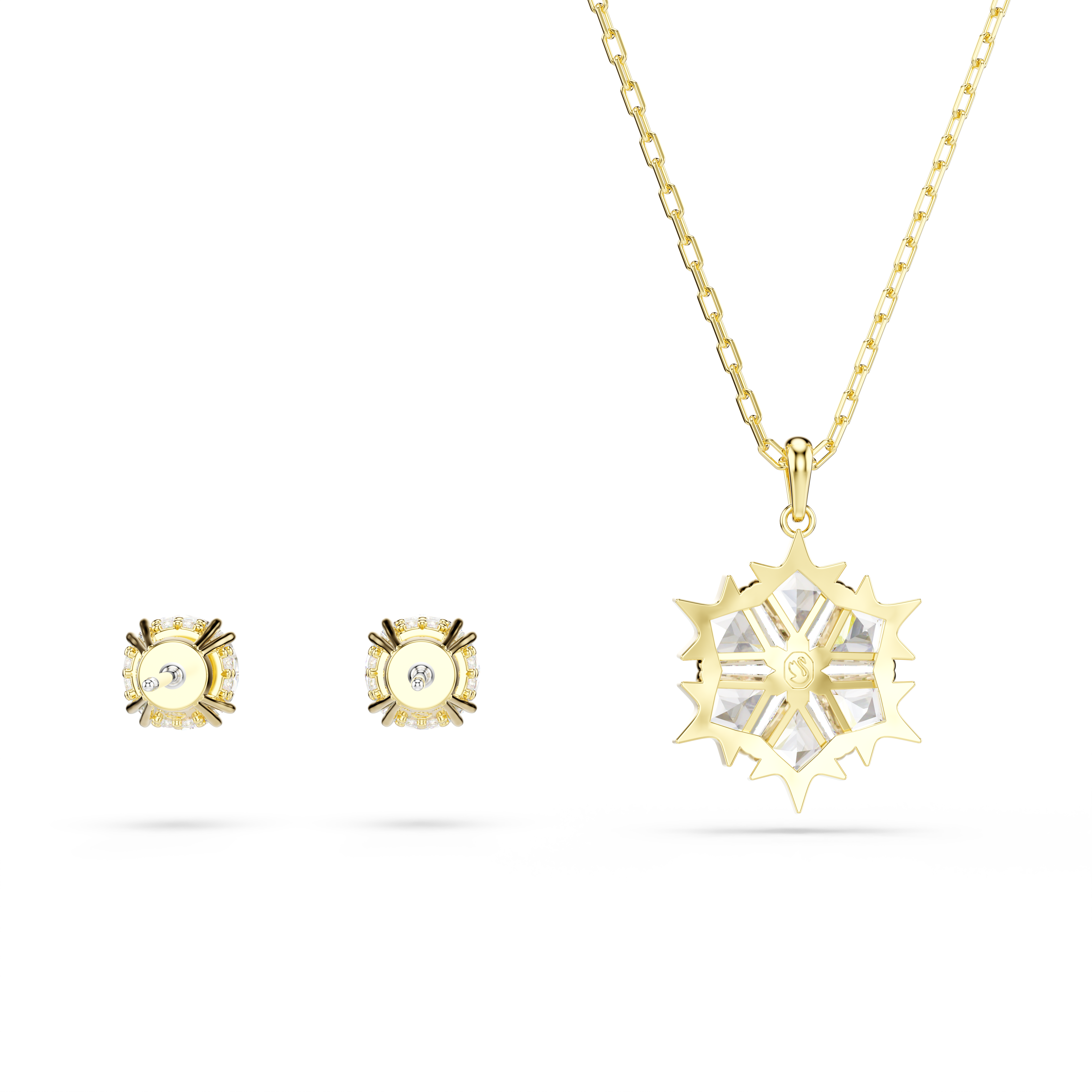 Magic Set, Set (2), Karışık Kesim, Kar Tanesi, Beyaz, 18K Altın Rengi Yüzey