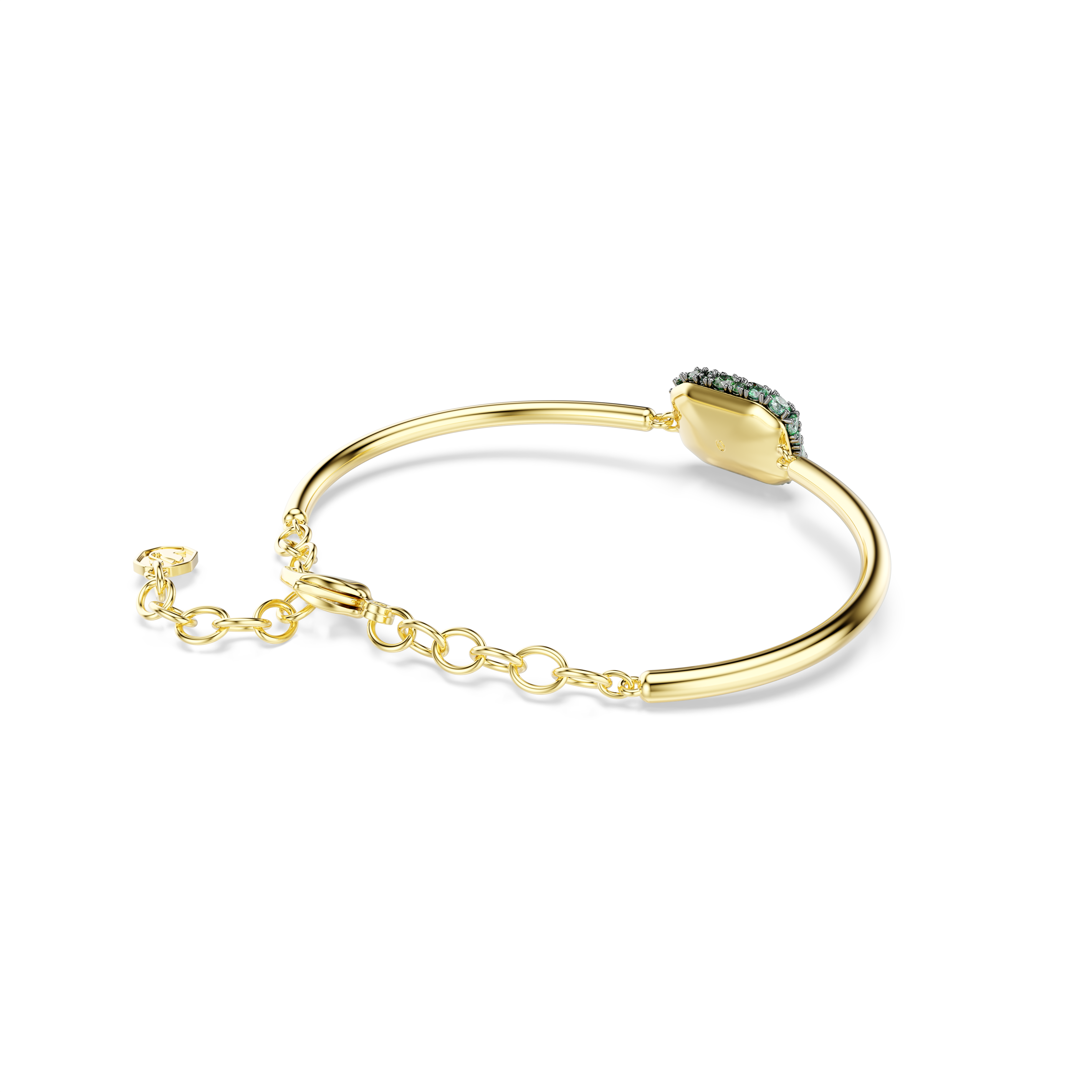 Sublima Bangle Bileklik, Sekizgen Kesim, Yeşil, 18K Altın Rengi Yüzey