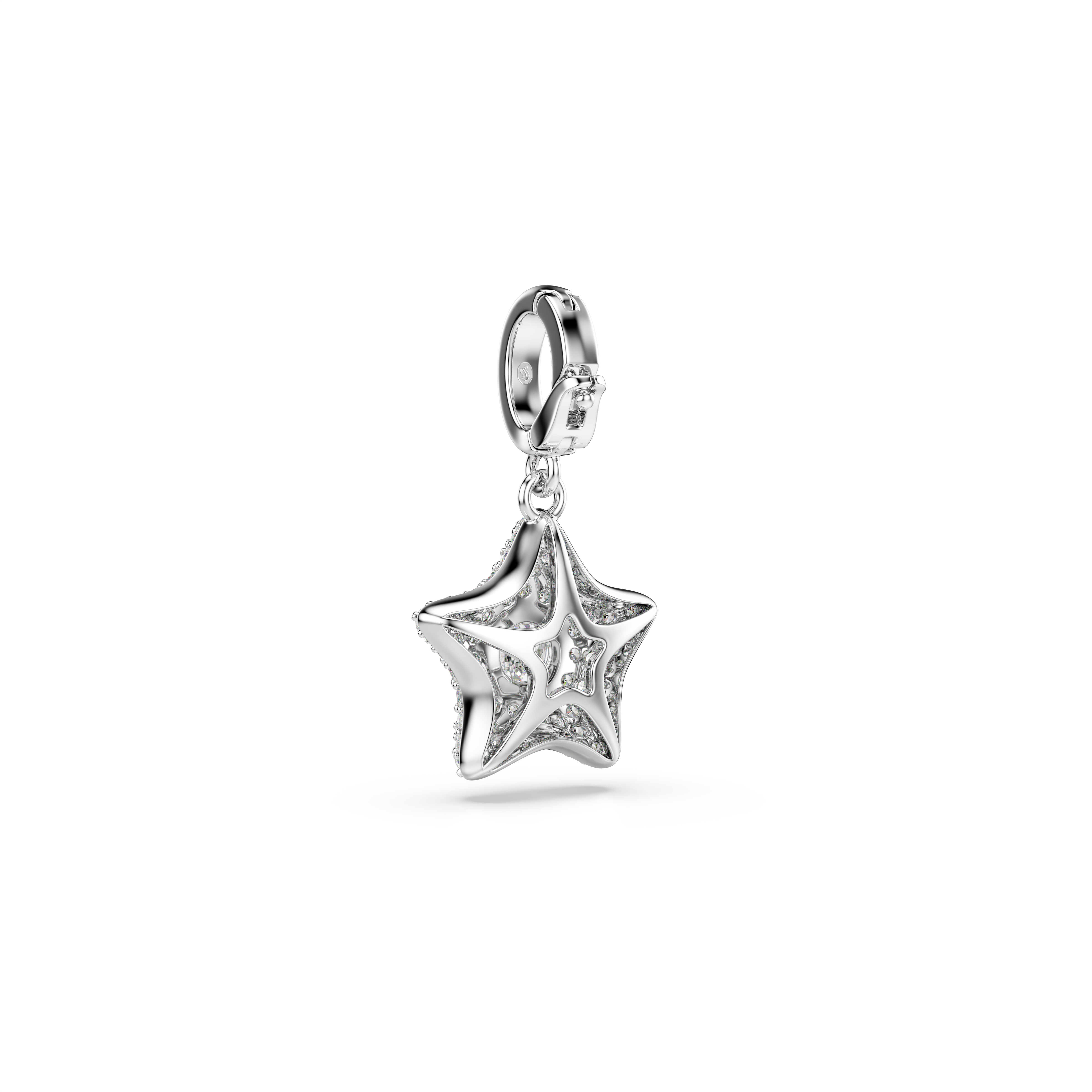 Sublima Charm, Yuvarlak Kesim, Yıldız, Beyaz, Rodyum Kaplama