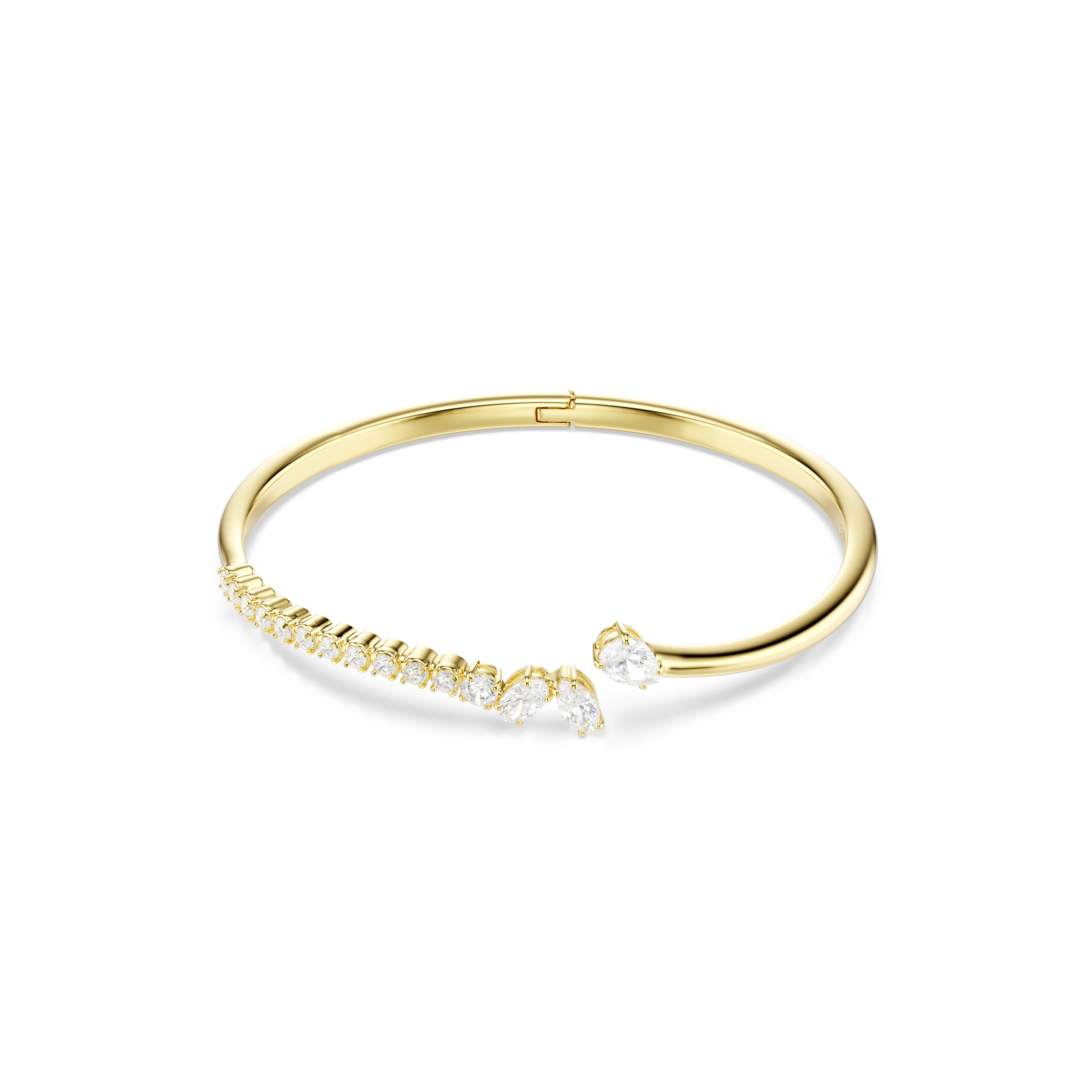 Mesmera Bangle Bileklik, Karışık Kesim, Beyaz, 18K Altın Rengi Yüzey
