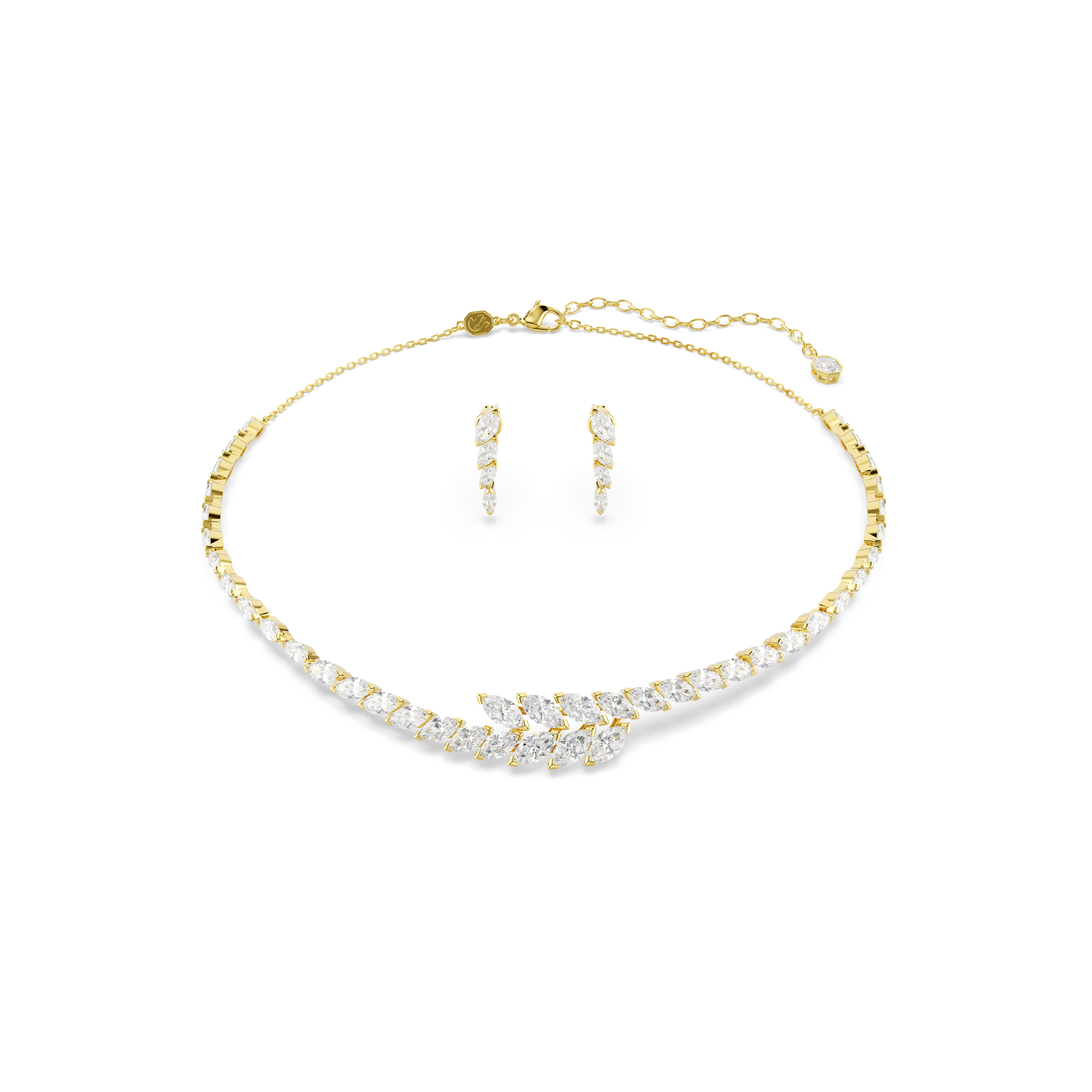 Mesmera Set, Set (2), Markiz Kesim, Beyaz, 18K Altın Rengi Yüzey