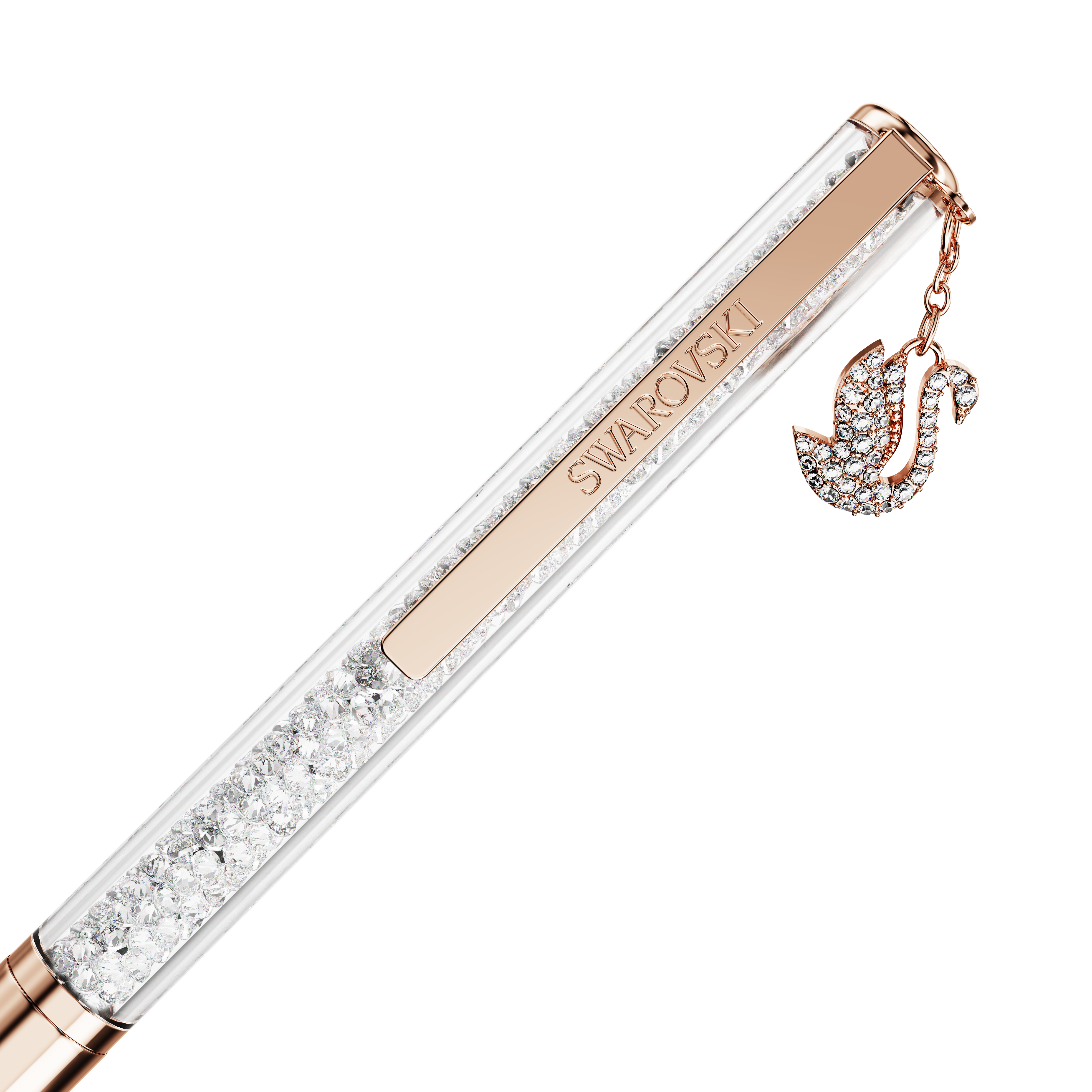 Crystalline Tükenmez Kalem, Kuğu, Pembe Altın Rengi Kaplama