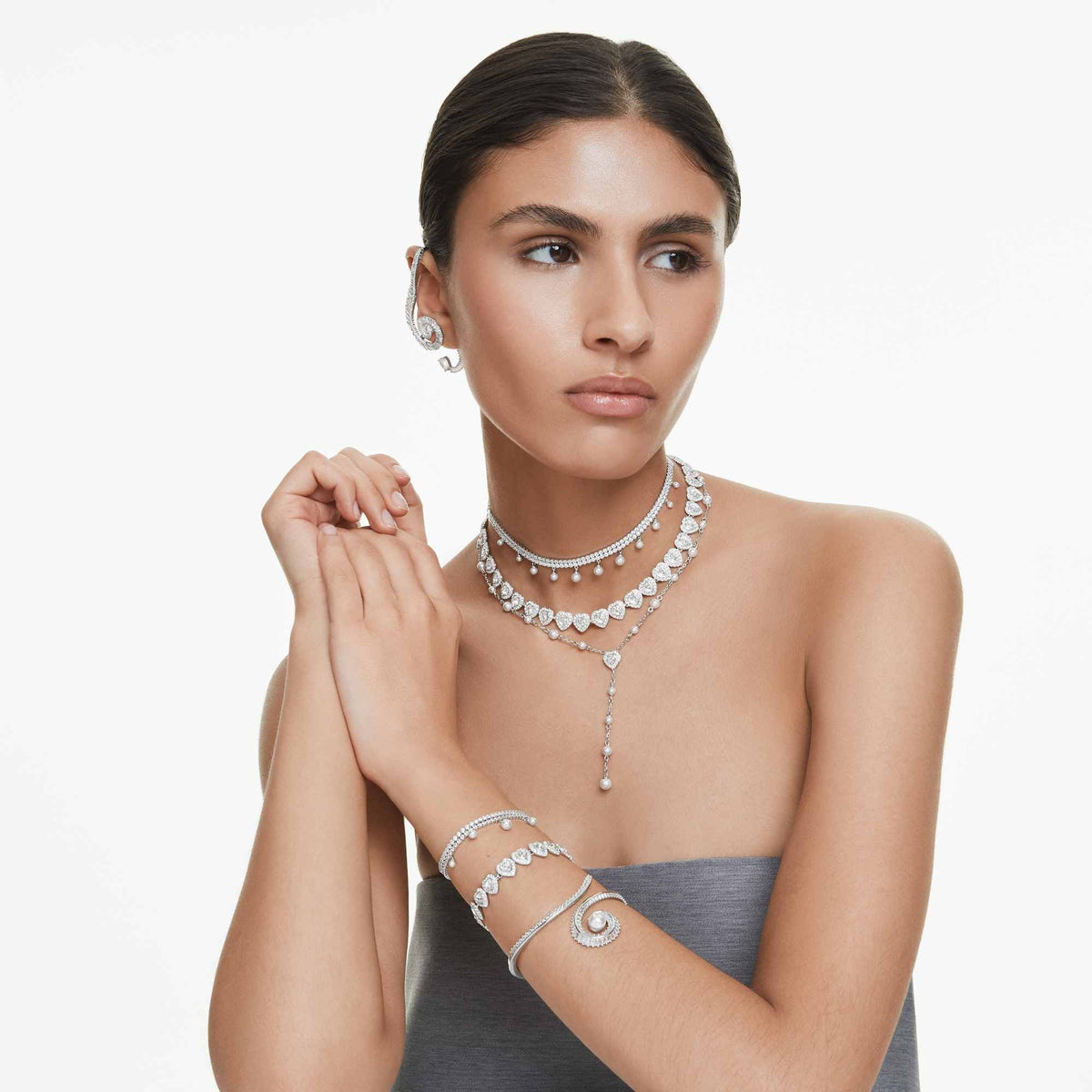 Ariana Grande x Swarovski Capsule Bangle Bileklik, Beyaz, Roydum Kaplama