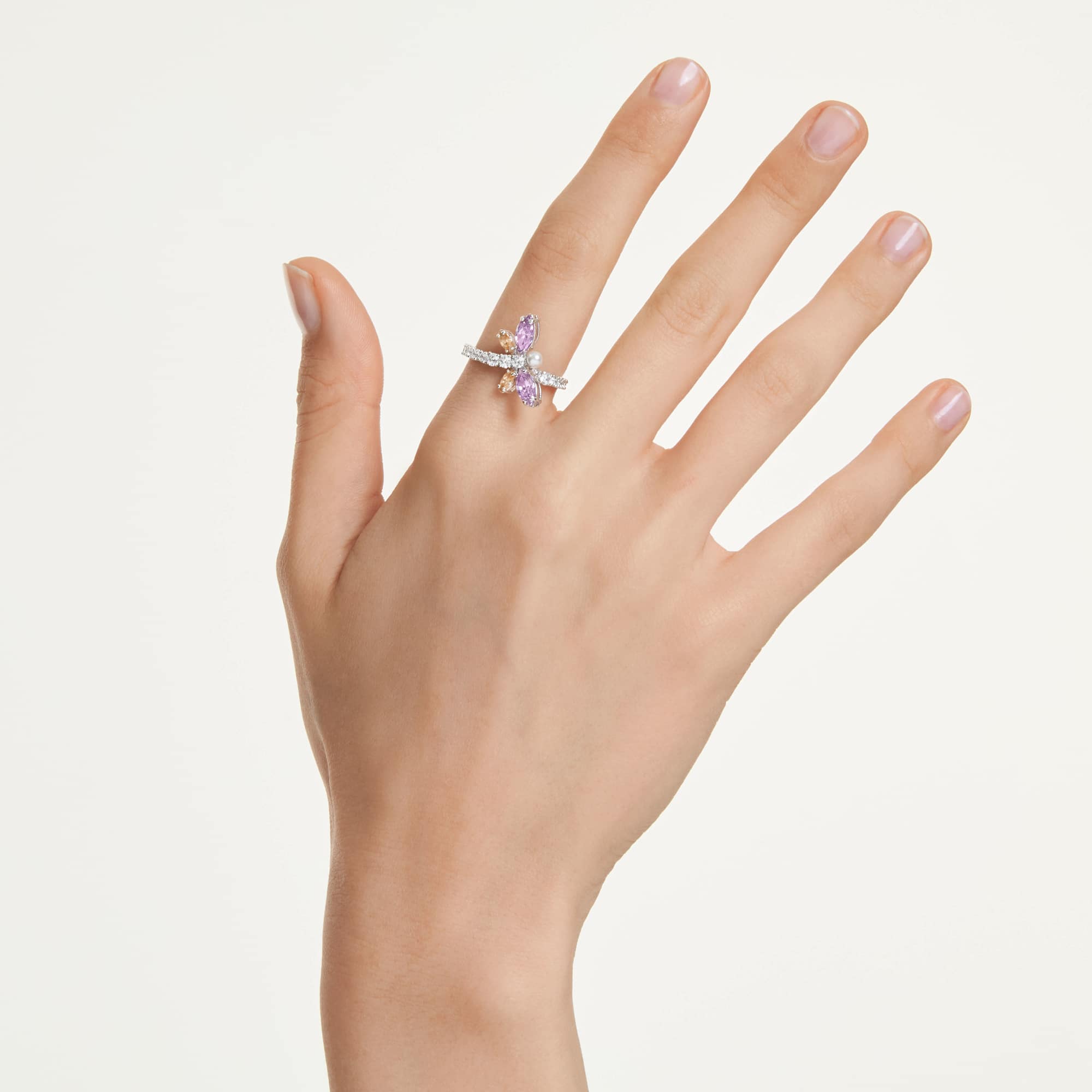 Ariana Grande x Swarovski Motif Yüzük, Karışık Kesim, Yusufçuk, Çok Renkli, Rodyum Kaplama