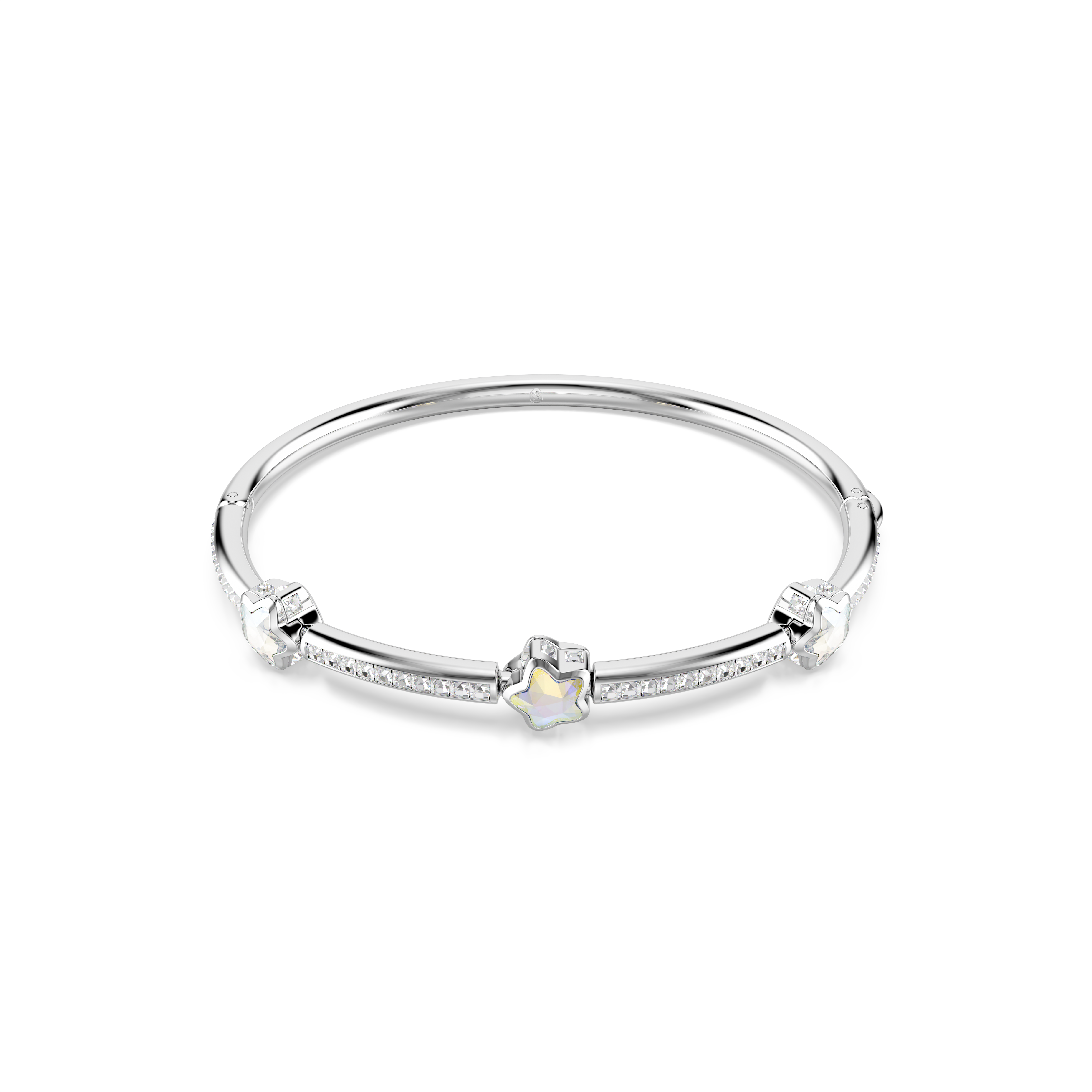 Chroma Bangle Bileklik, Karışık Kesim, Yıldız, Beyaz, Rodyum Kaplama
