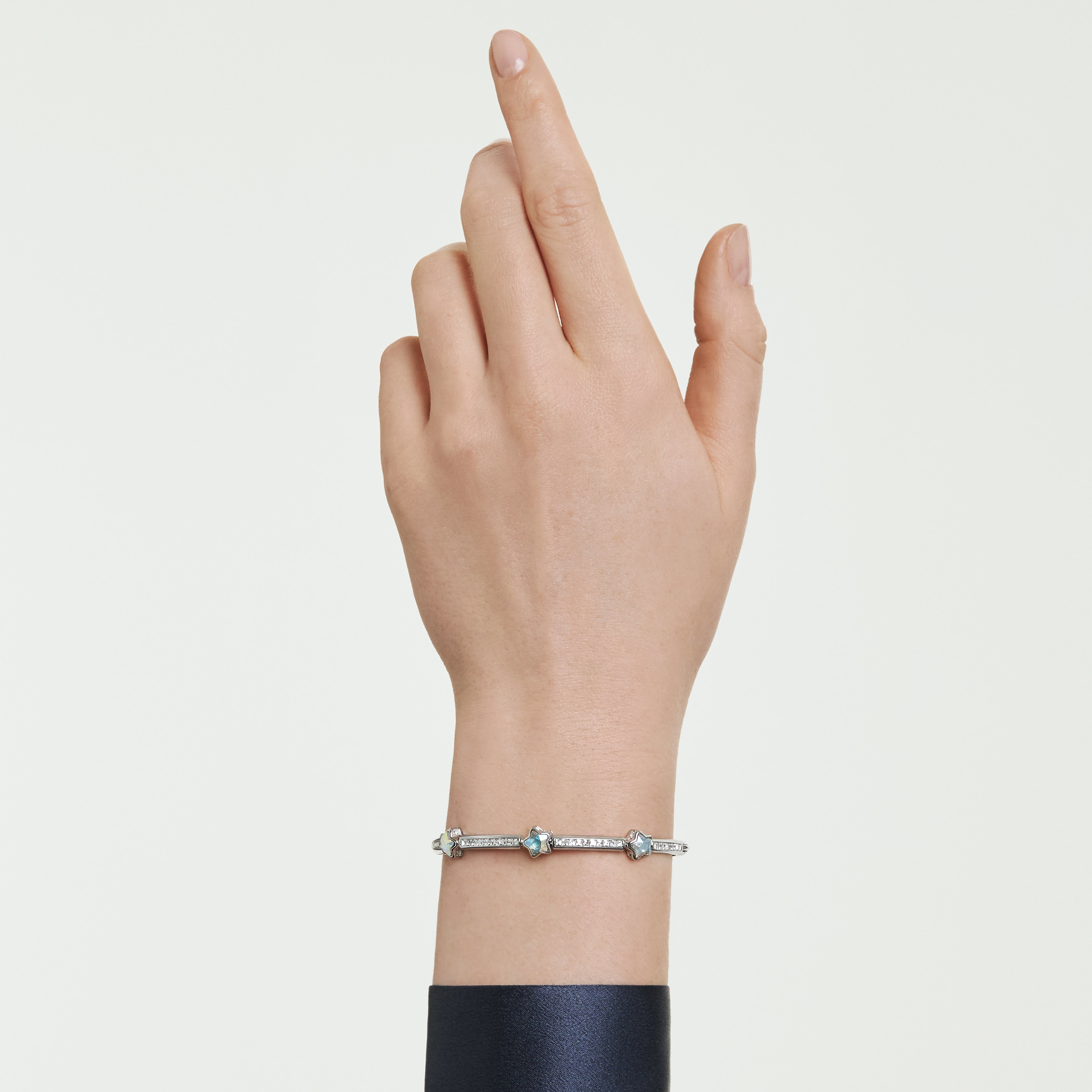 Chroma Bangle Bileklik, Karışık Kesim, Yıldız, Beyaz, Rodyum Kaplama
