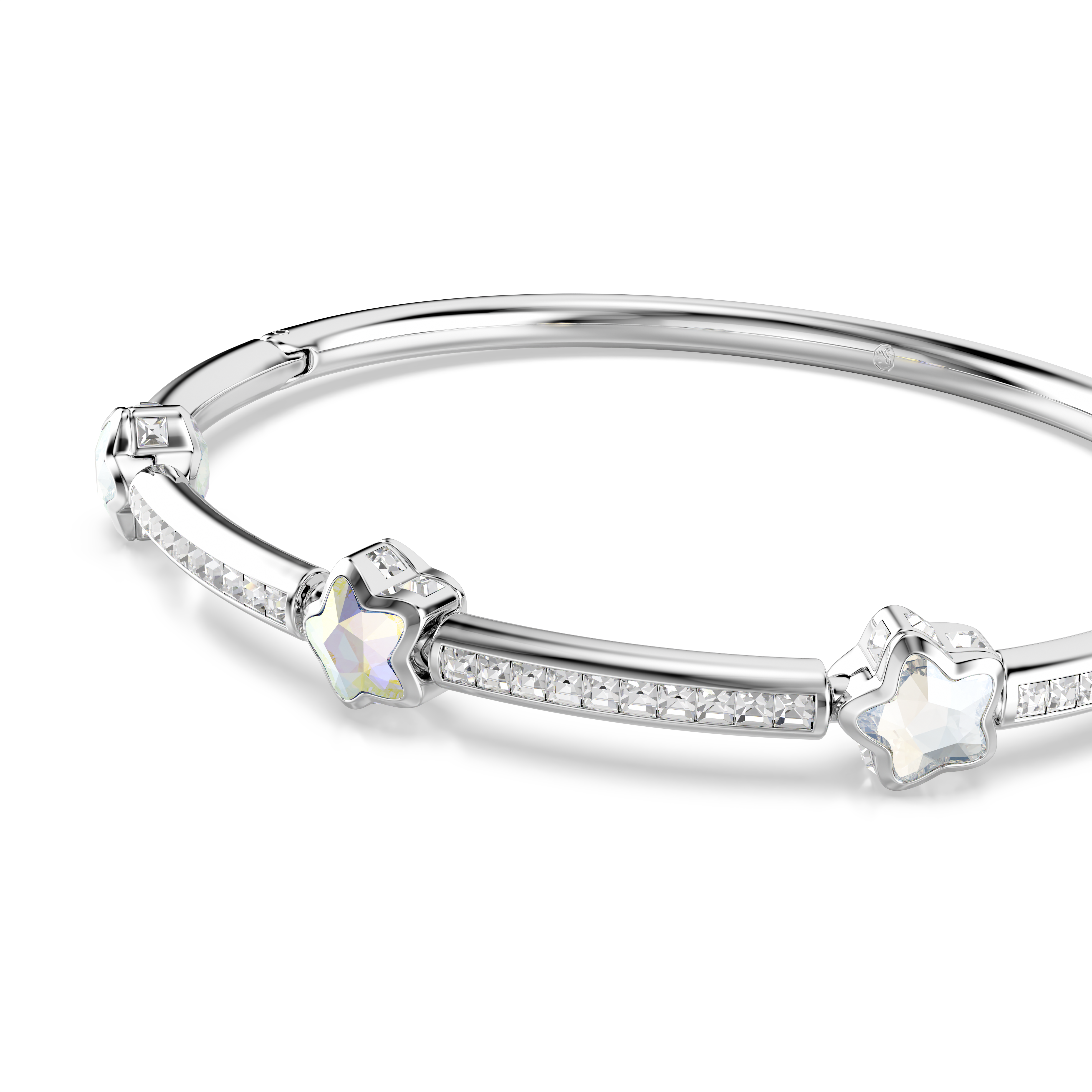 Chroma Bangle Bileklik, Karışık Kesim, Yıldız, Beyaz, Rodyum Kaplama