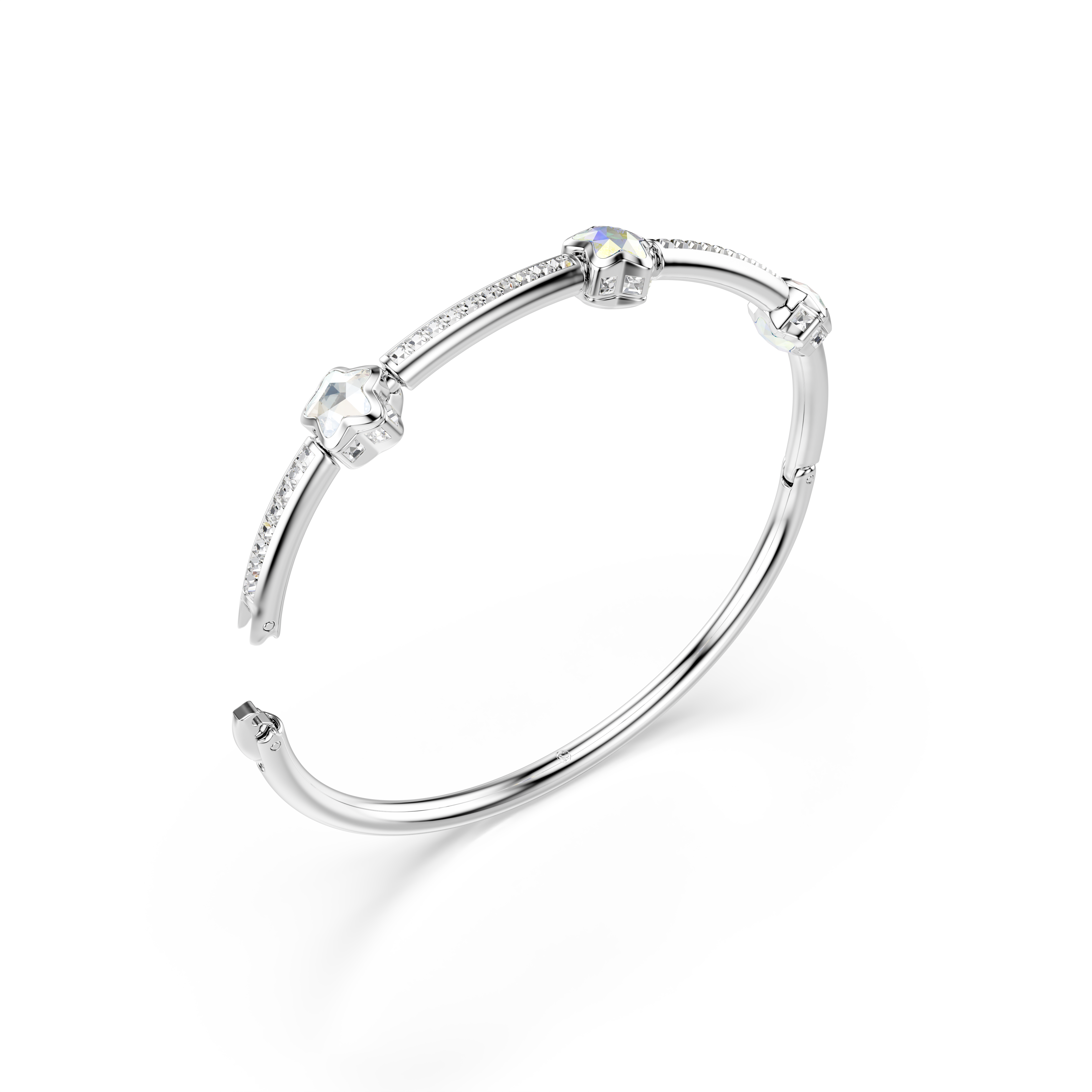 Chroma Bangle Bileklik, Karışık Kesim, Yıldız, Beyaz, Rodyum Kaplama