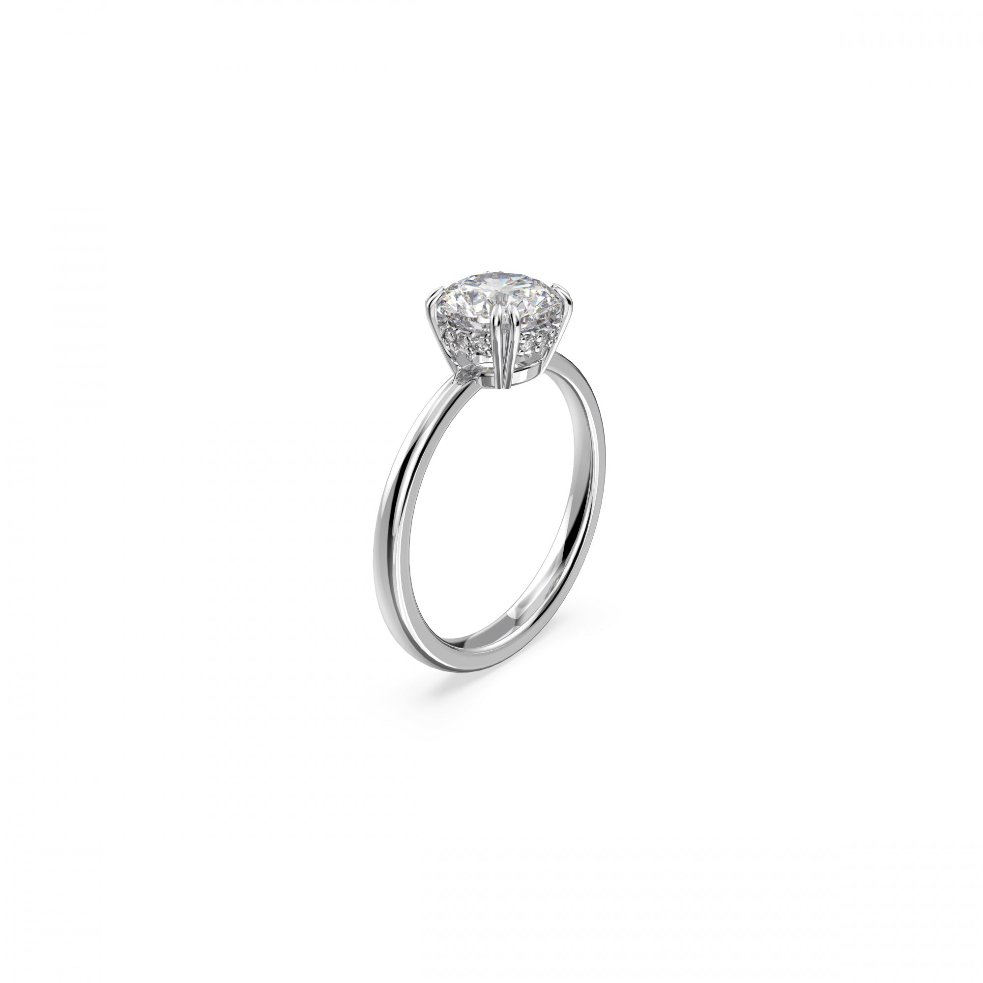 Constella Round Yüzük, Princess Cut, Beyaz, Rodyum Kaplama