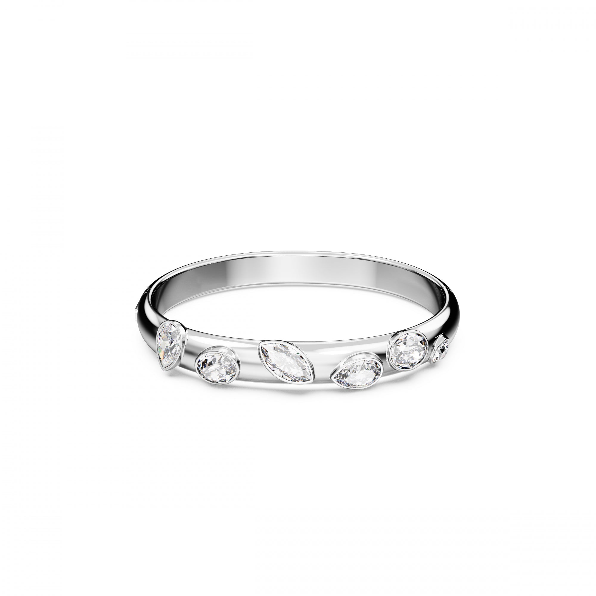 Dextera Bangle Bileklik, Beyaz, Rodyum Kaplama