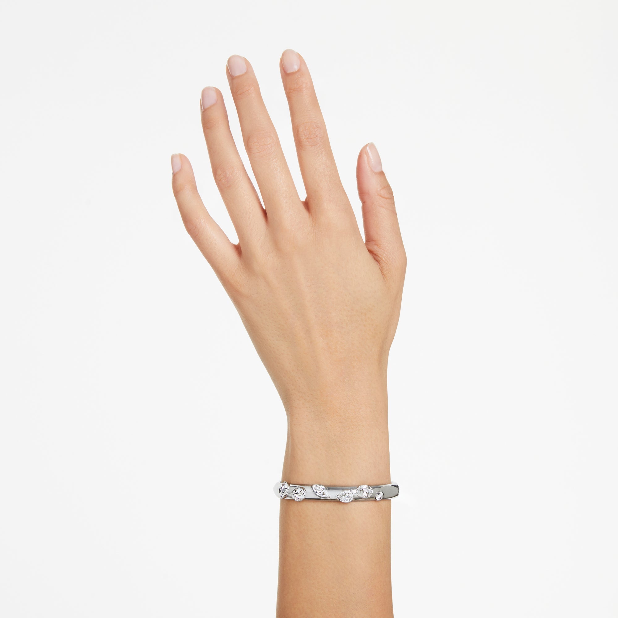 Dextera Bangle Bileklik, Beyaz, Rodyum Kaplama