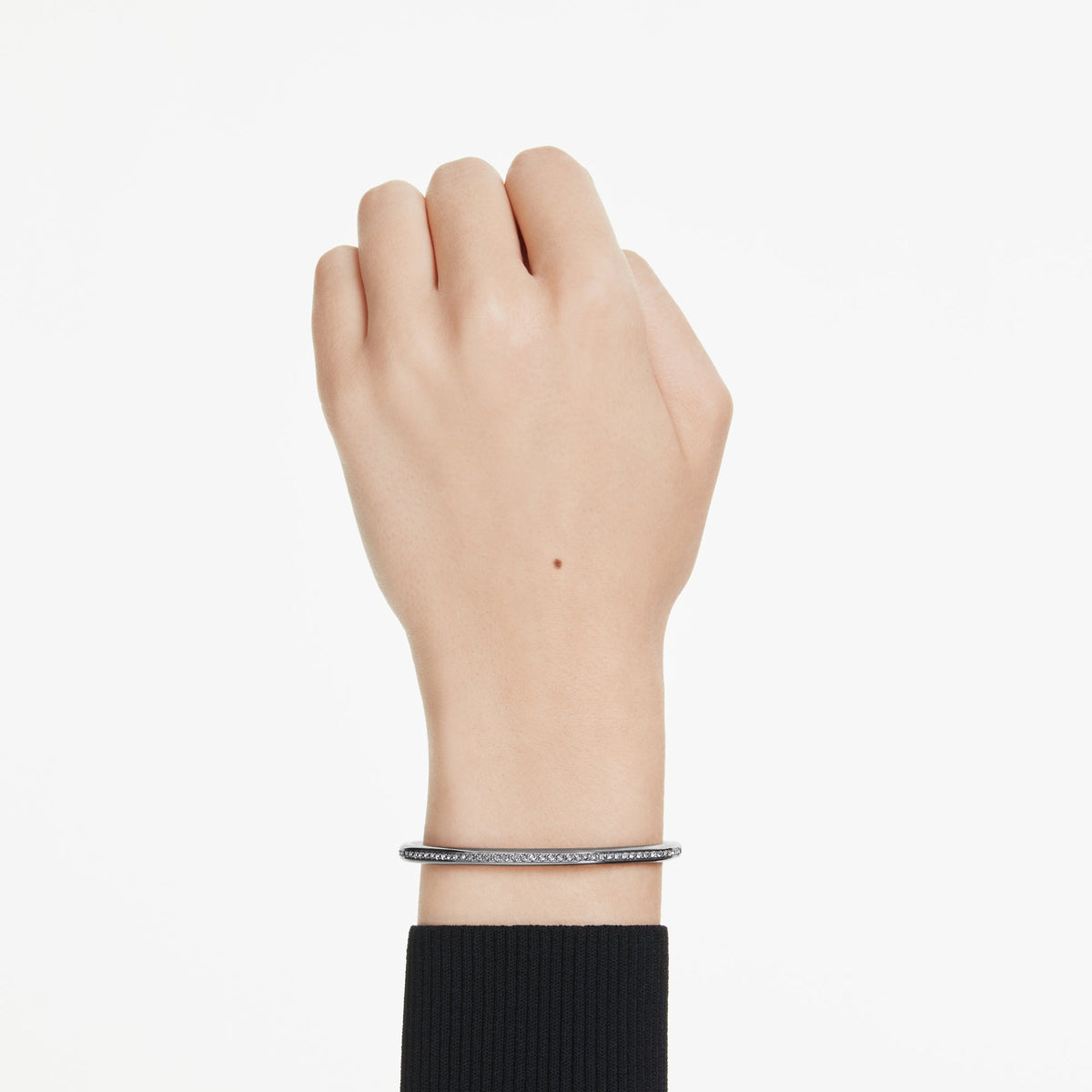 Dextera Bangle Bileklik, Sekizgen, Yuvarlak Kesim, Beyaz, Rutenyum Kaplama