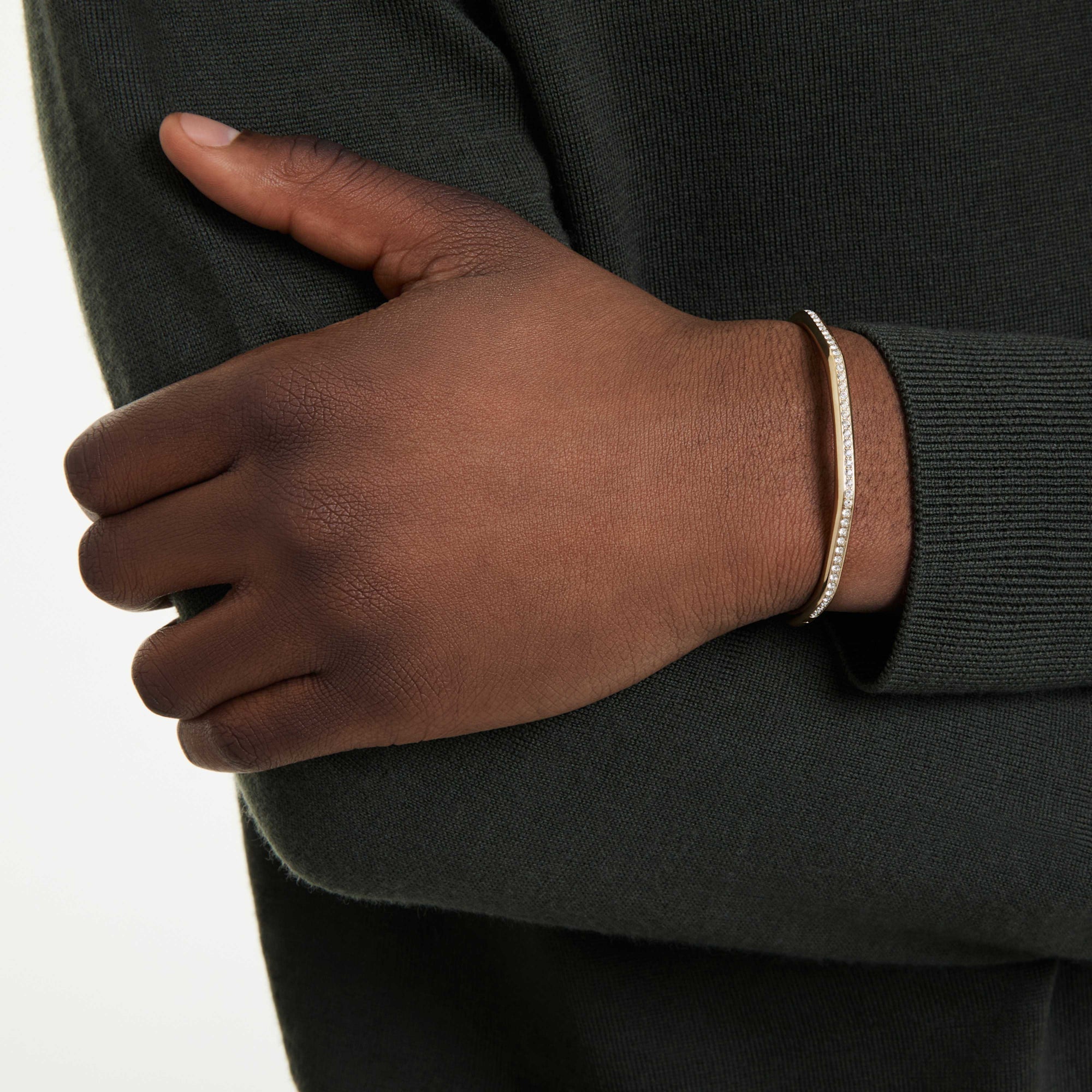 Dextera Bangle Bileklik, Sekizgen, Round Cut, Beyaz, Sarı Altın Rengi Kaplama