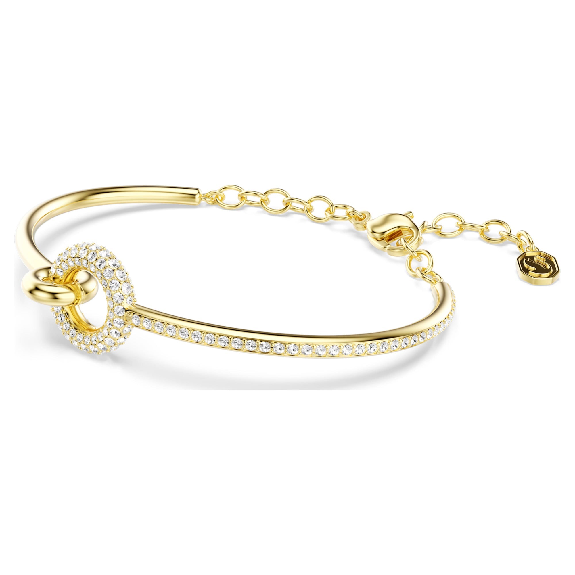 Dextera Bangle Bileklik, Yuvarlak Kesim, Beyaz, Sarı Altın Rengi Kaplama