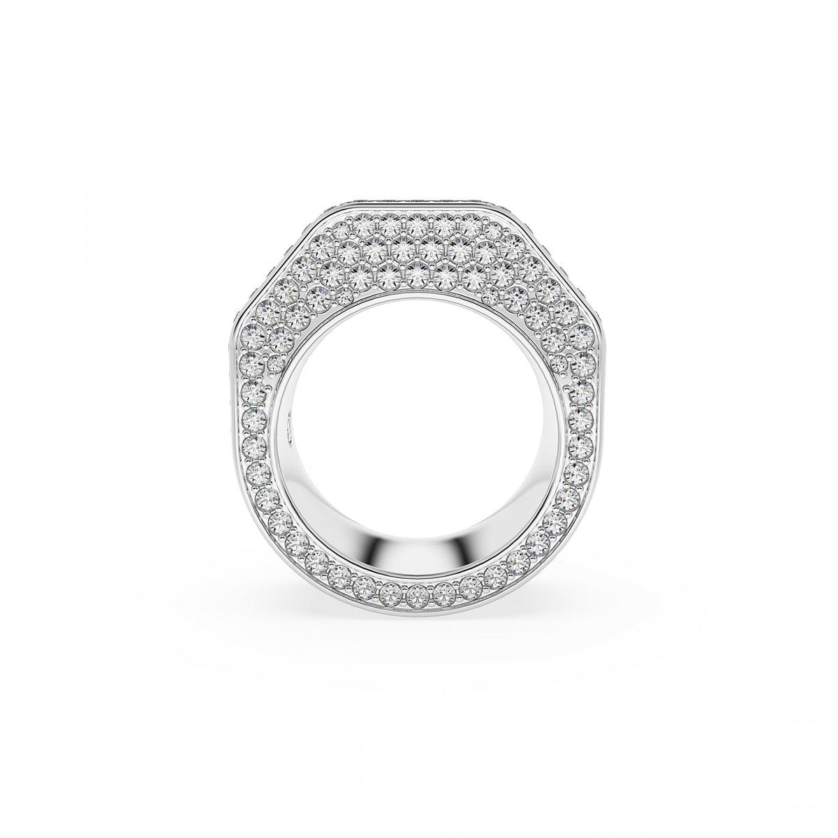 Dextera Yüzük, Octagon Shape, Pave, Beyaz, Rodyum Kaplama