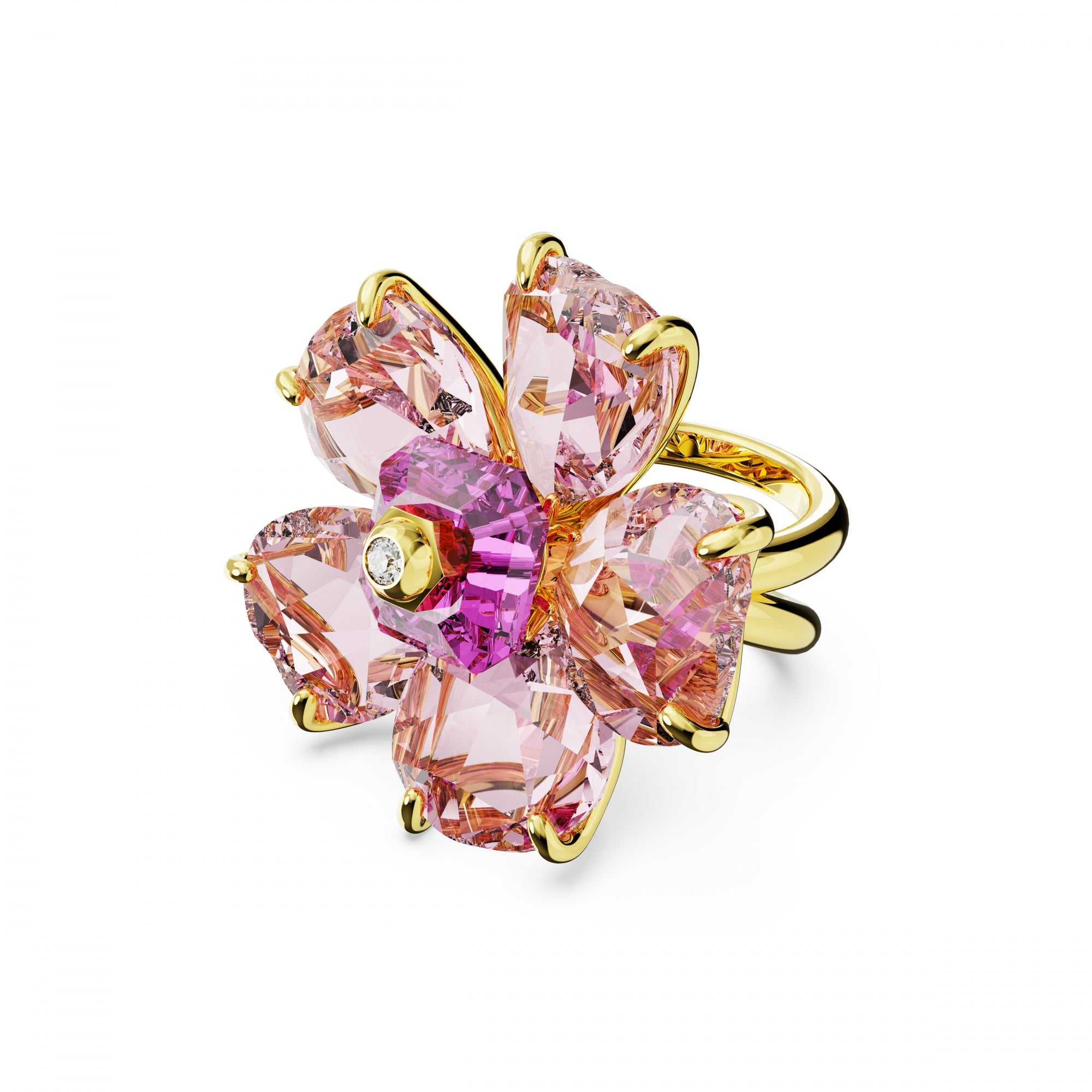 Florere Yüzük, Flower, Pembe, Sarı Altın Rengi Kaplama