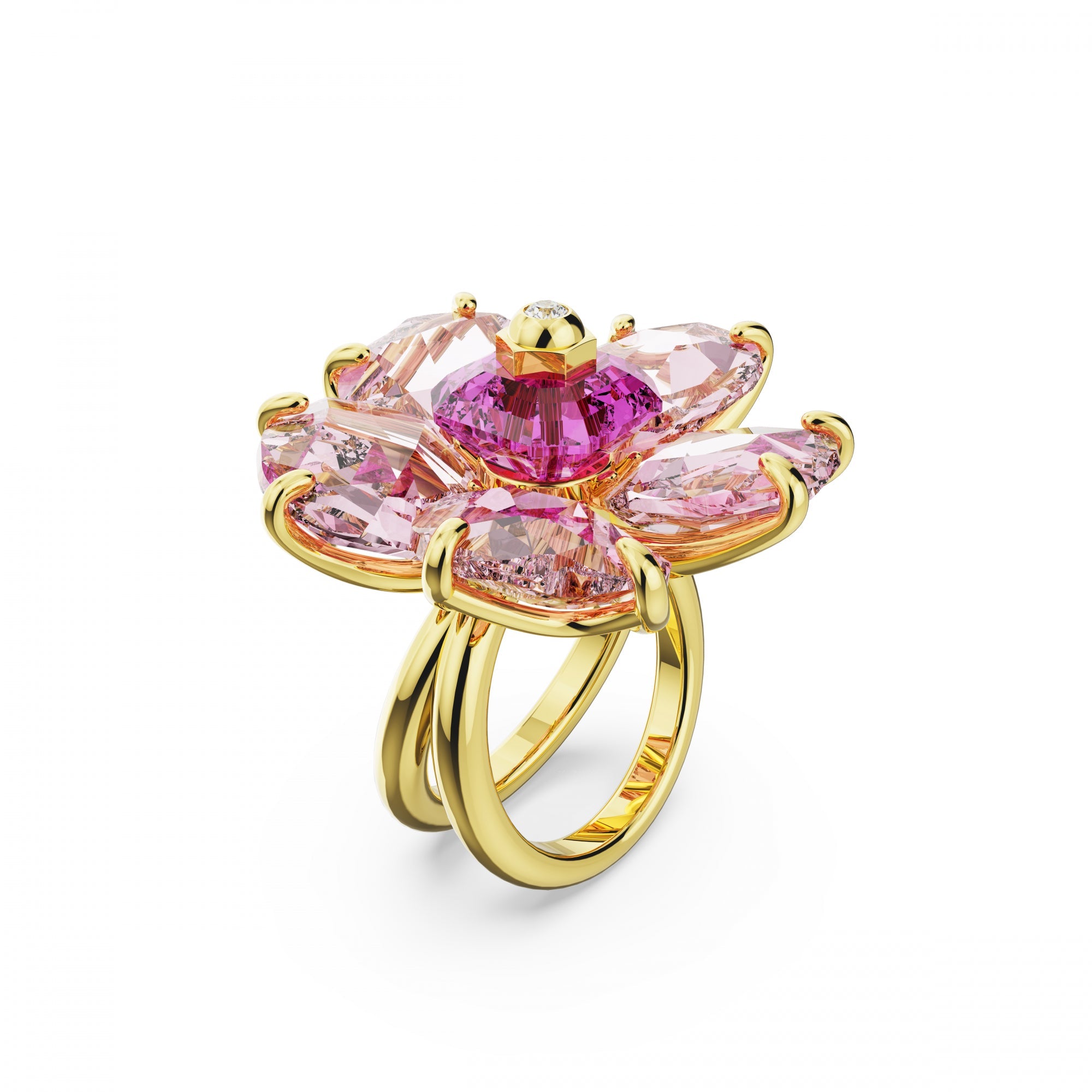 Florere Yüzük, Flower, Pembe, Sarı Altın Rengi Kaplama