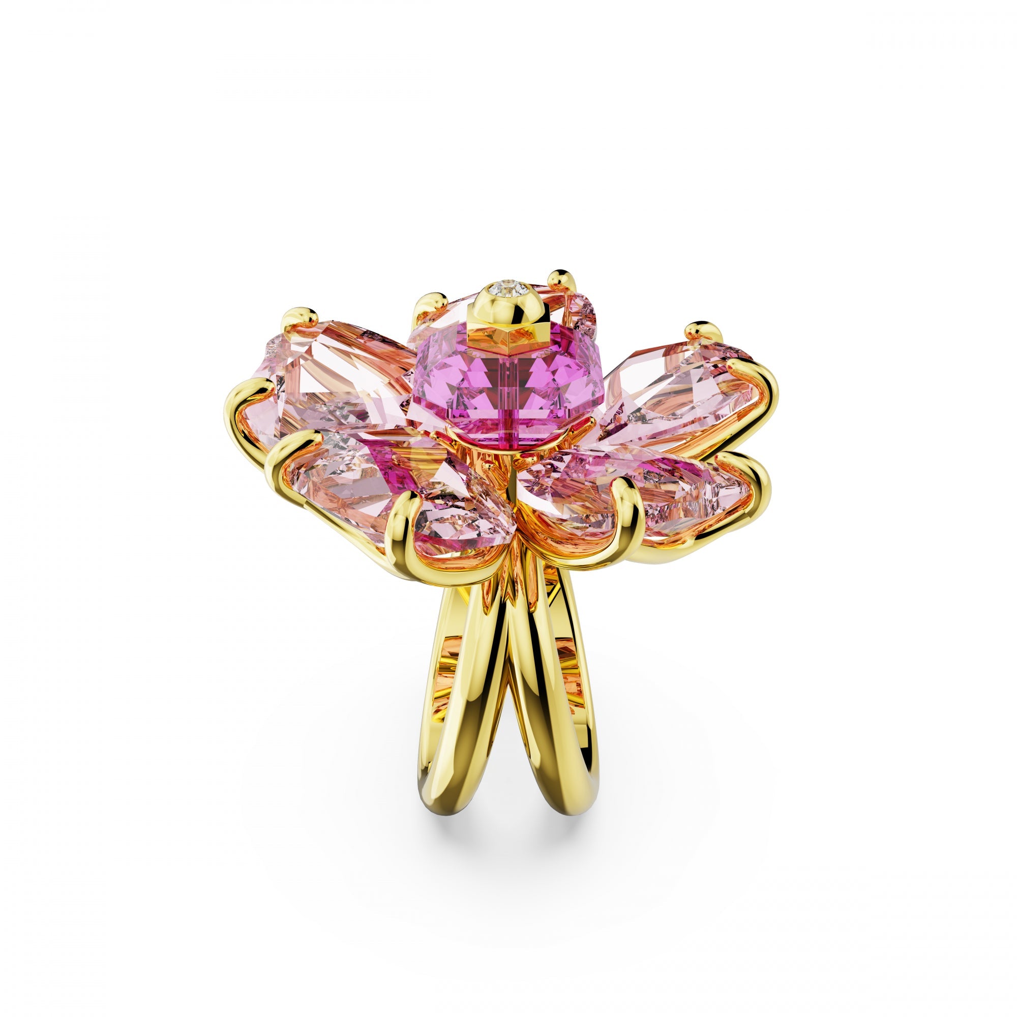 Florere Yüzük, Flower, Pembe, Sarı Altın Rengi Kaplama